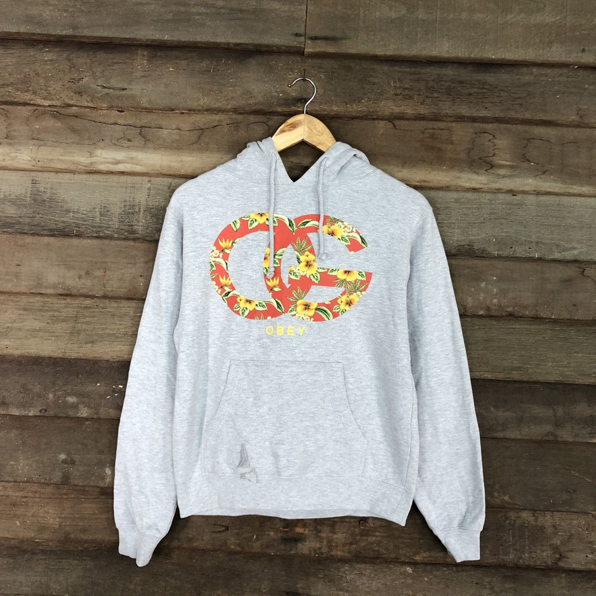 Obey DL Obey OG flora Japan Grey Hoodies #3267 Size US M / EU 48-50 / 2 - 3 Thumbnail