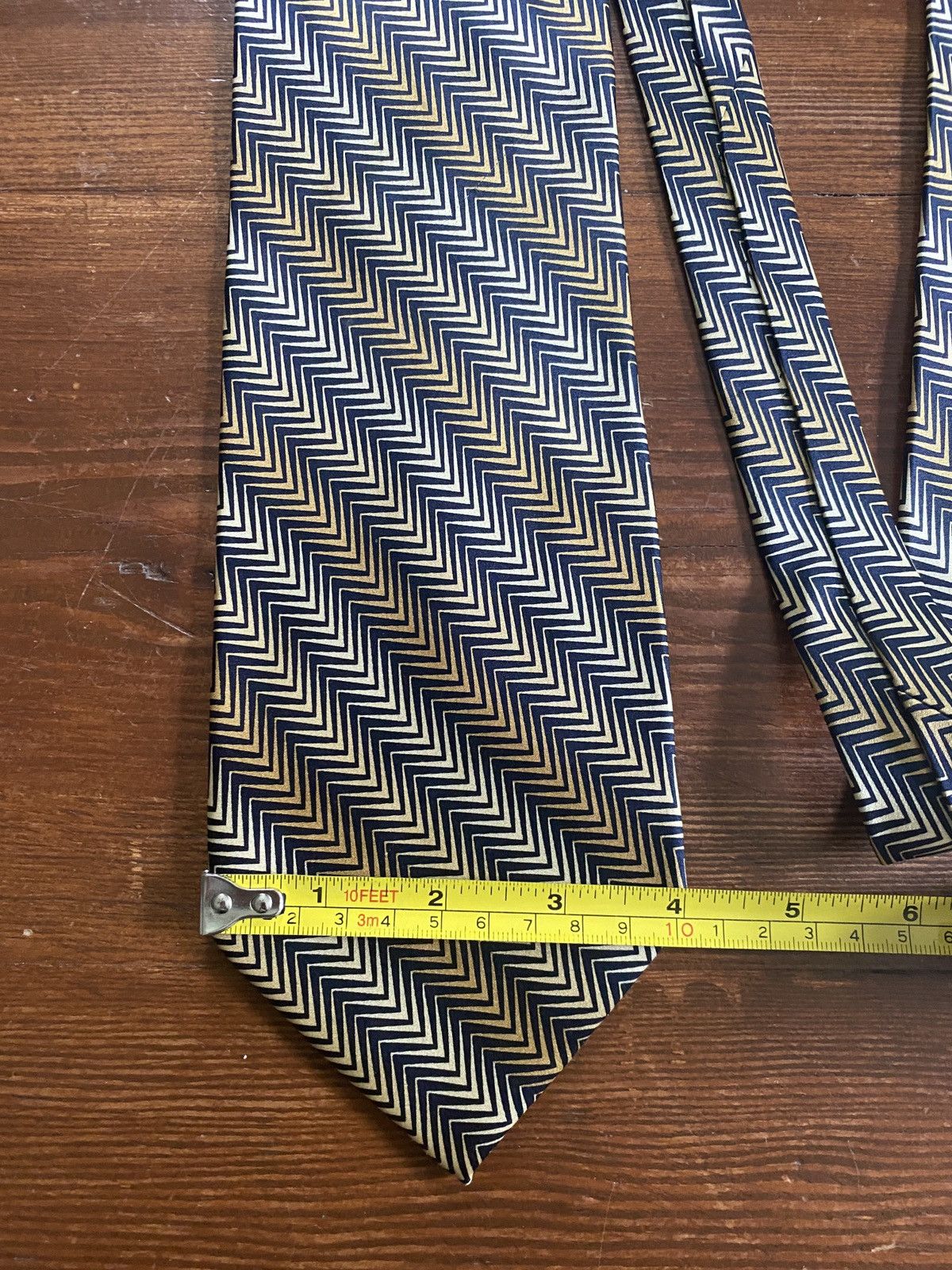 Vintage Vintage 80’s Di Moggio Zig Zag Pattern Silk Tie Size ONE SIZE - 3 Thumbnail