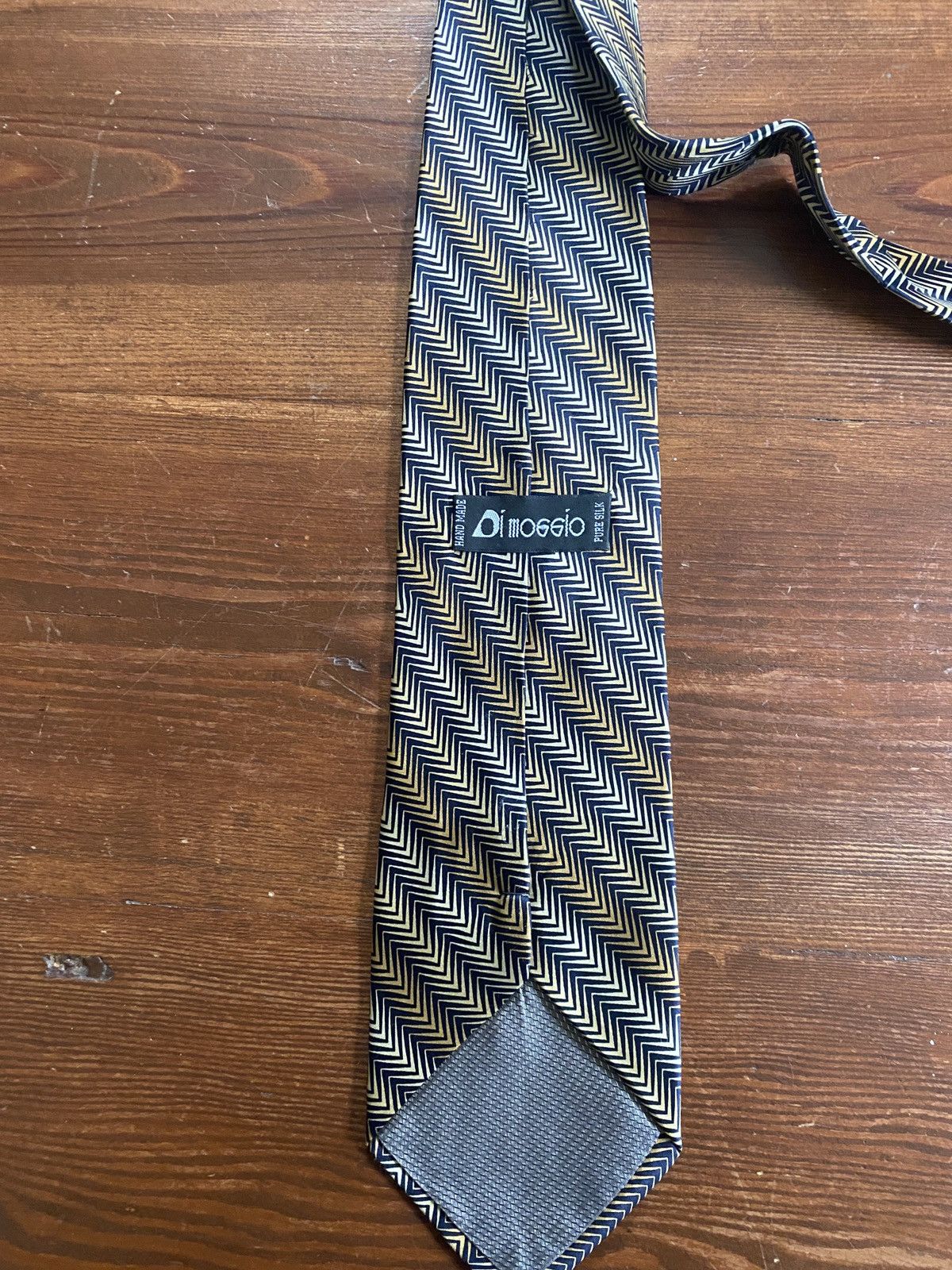 Vintage Vintage 80’s Di Moggio Zig Zag Pattern Silk Tie Size ONE SIZE - 8 Thumbnail