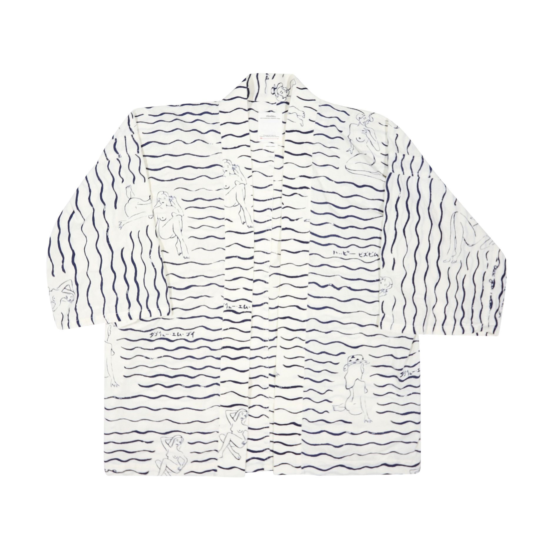 image of Visvim Ss22 Happi Hickory Printed Striped Shirt in White, Men's (Size XL)