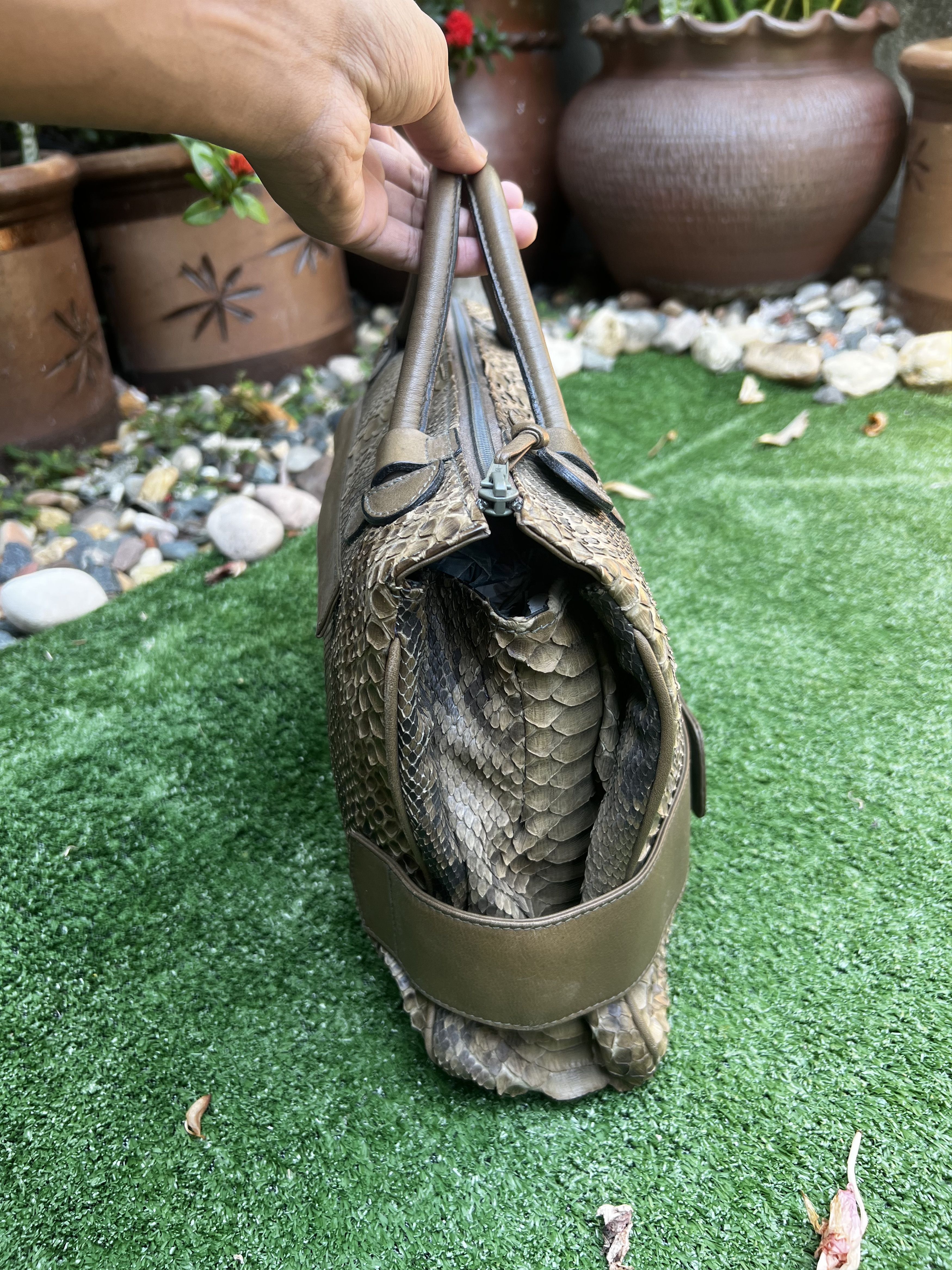 Genuine Leather Rical Python Leather Made in Italy Handbag Size ONE SIZE - 3 Thumbnail