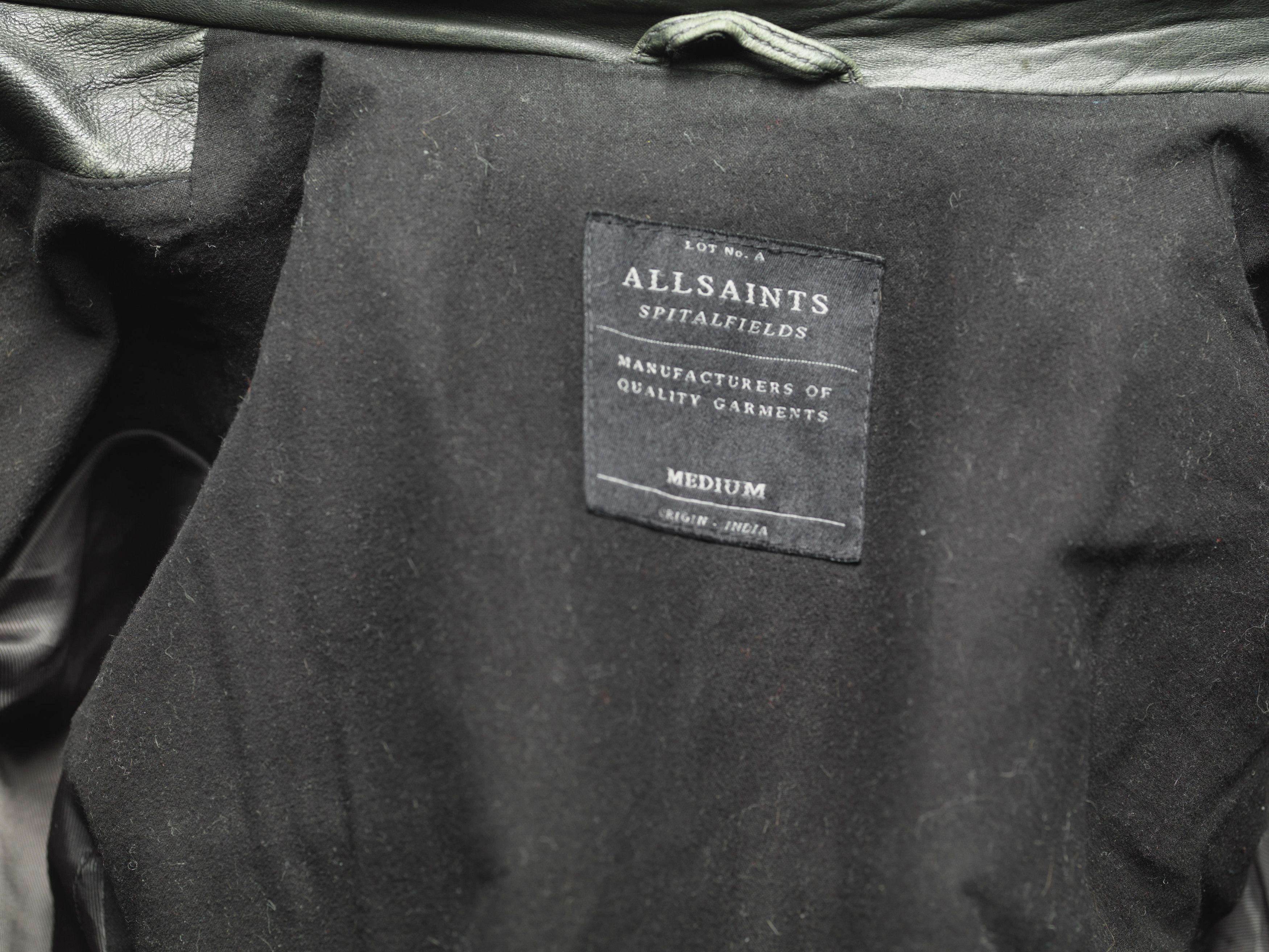 Allsaints ALL SAINTS MEN'S DARK ELEPHANT GRAY LEATHER BIKER JACKET Size US M / EU 48-50 / 2 - 8 Thumbnail