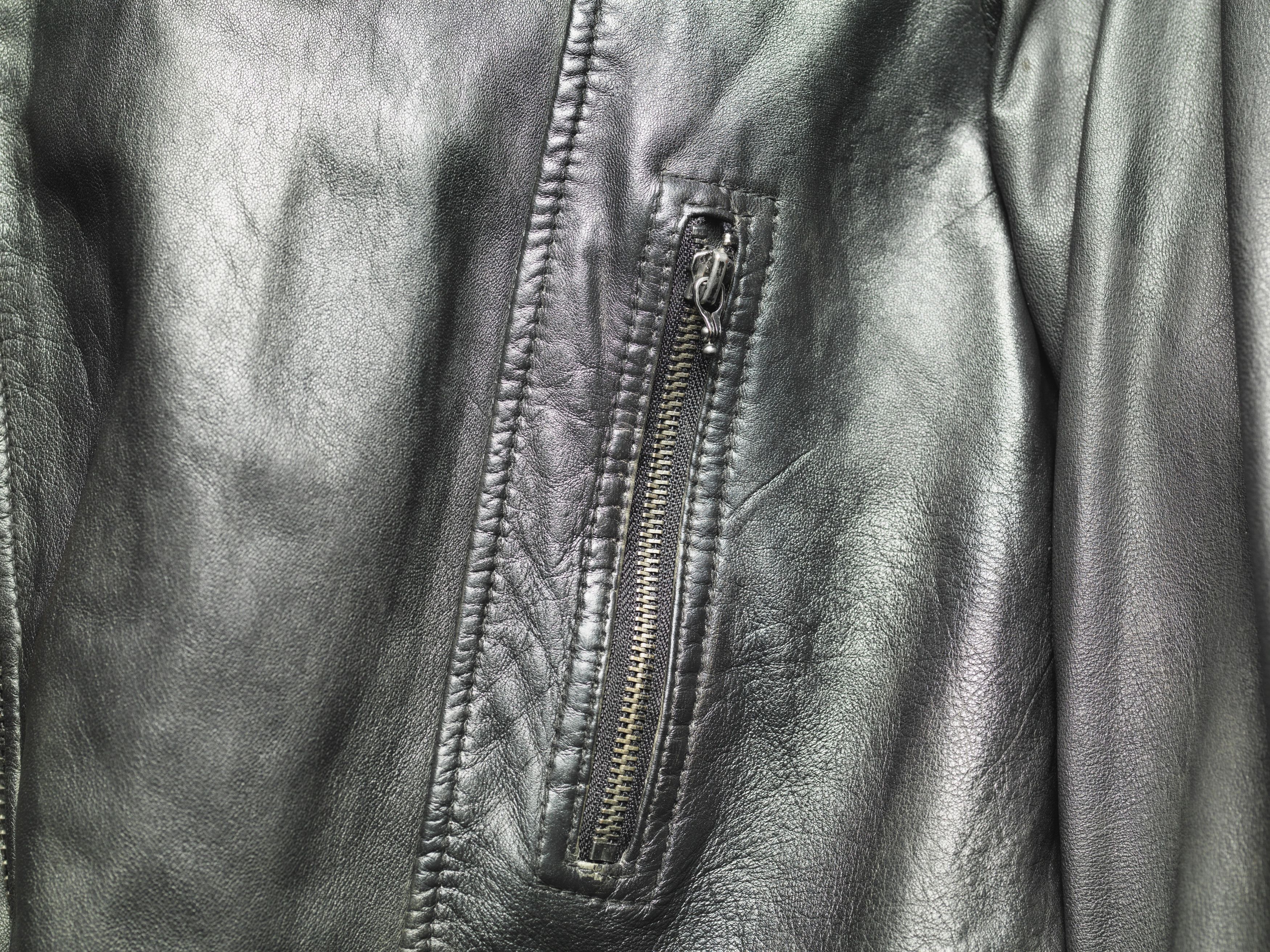 Allsaints ALL SAINTS MEN'S DARK ELEPHANT GRAY LEATHER BIKER JACKET Size US M / EU 48-50 / 2 - 9 Thumbnail