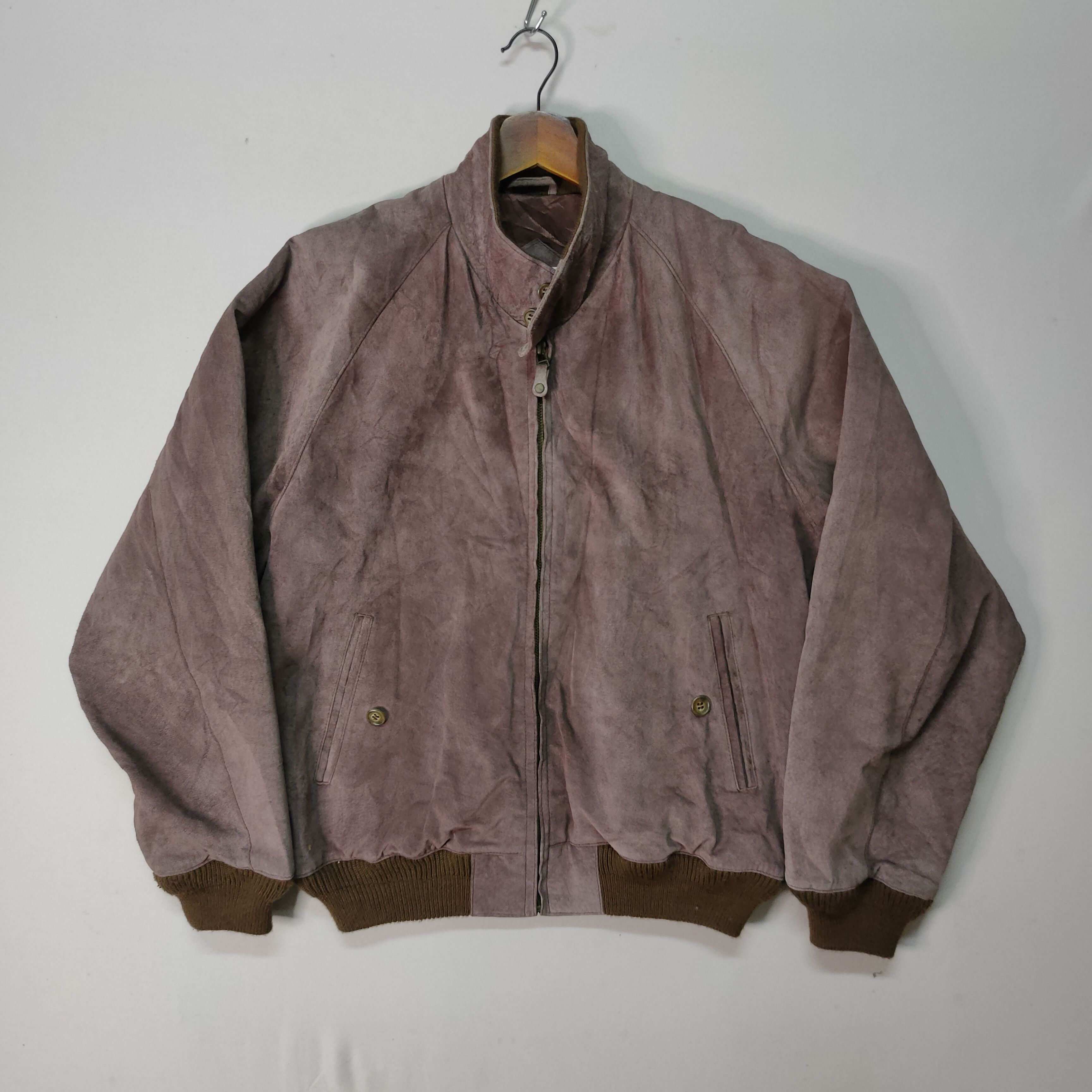 image of Bomber Jacket Vintage Park Miller Suede Bomber Style Jacket in Maroon, Men's (Size XL)