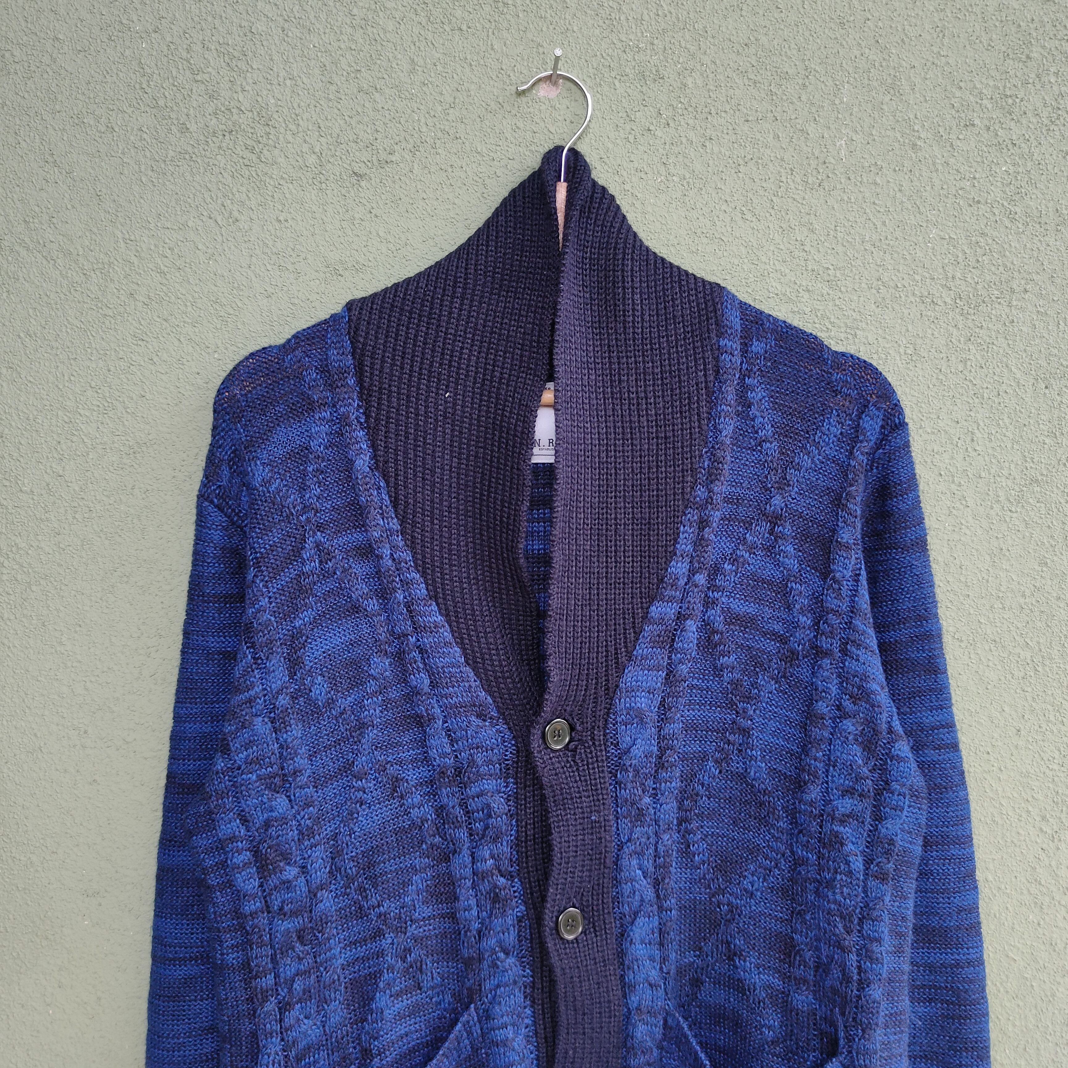 Aran Isles Knitwear Vintage J.N.R.D Blue Colours Cardigan Knitwear Size US M / EU 48-50 / 2 - 4 Thumbnail