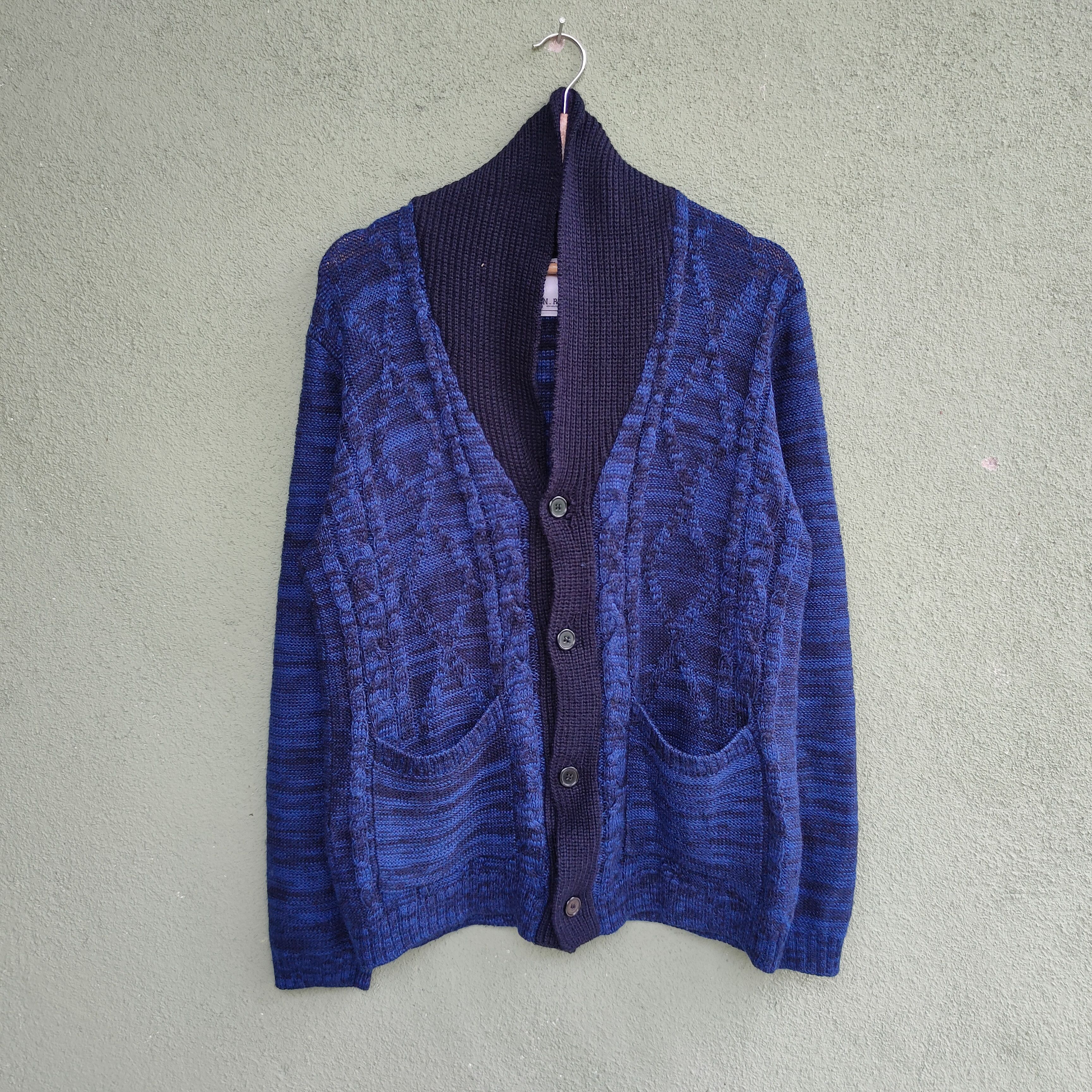 Aran Isles Knitwear Vintage J.N.R.D Blue Colours Cardigan Knitwear Size US M / EU 48-50 / 2 - 1 Thumbnail