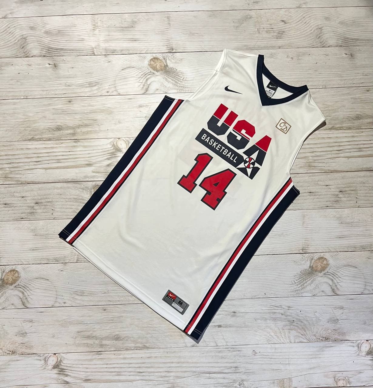 image of Vintage Nike Usa Charles Barkley Jersey Nba Baseball in White Red, Men's (Size Medium)