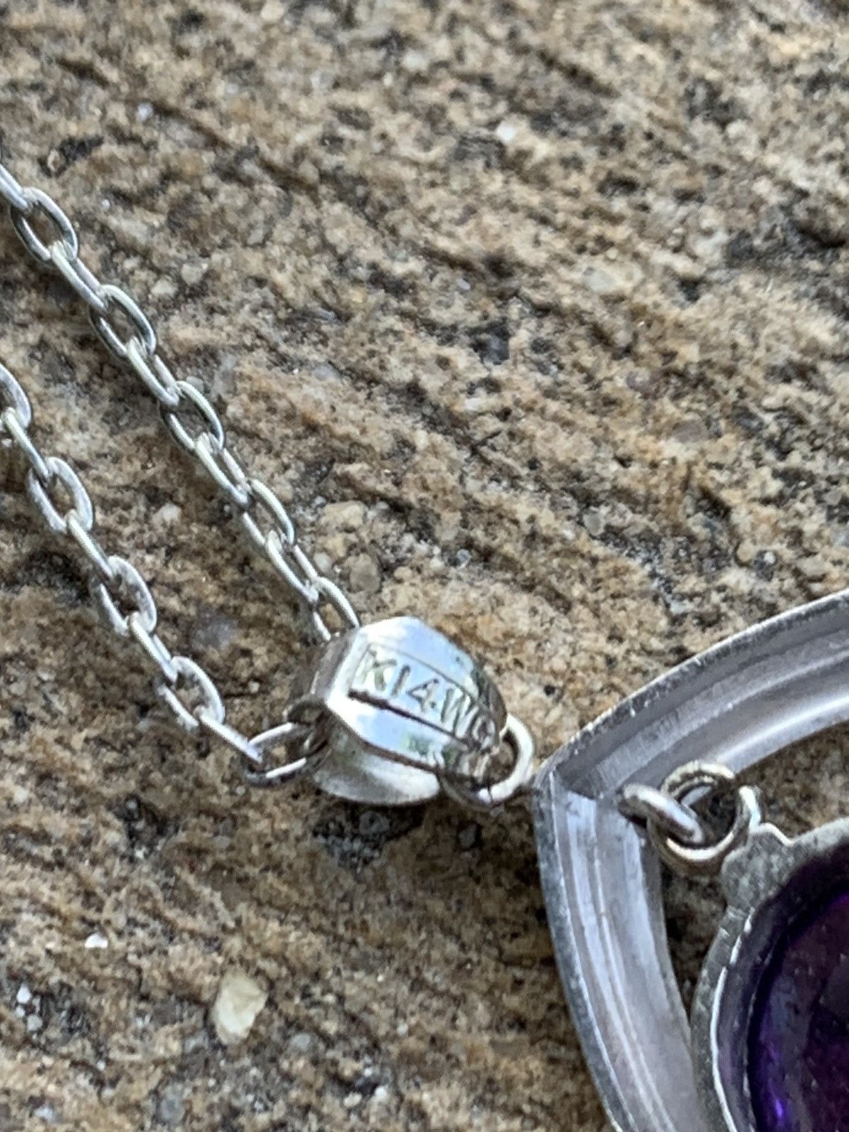 Jewelry × Vintage VINTAGE 14K WHITE GOLD AMETHYST CHAIN NECKLACE Size ONE SIZE - 4 Thumbnail