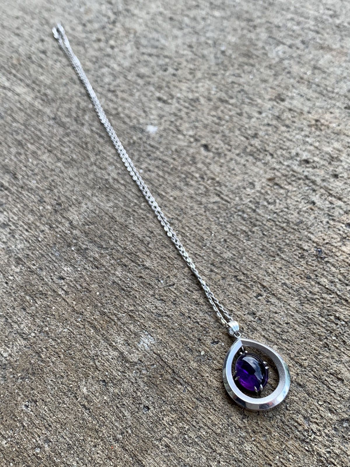 Jewelry × Vintage VINTAGE 14K WHITE GOLD AMETHYST CHAIN NECKLACE Size ONE SIZE - 2 Thumbnail