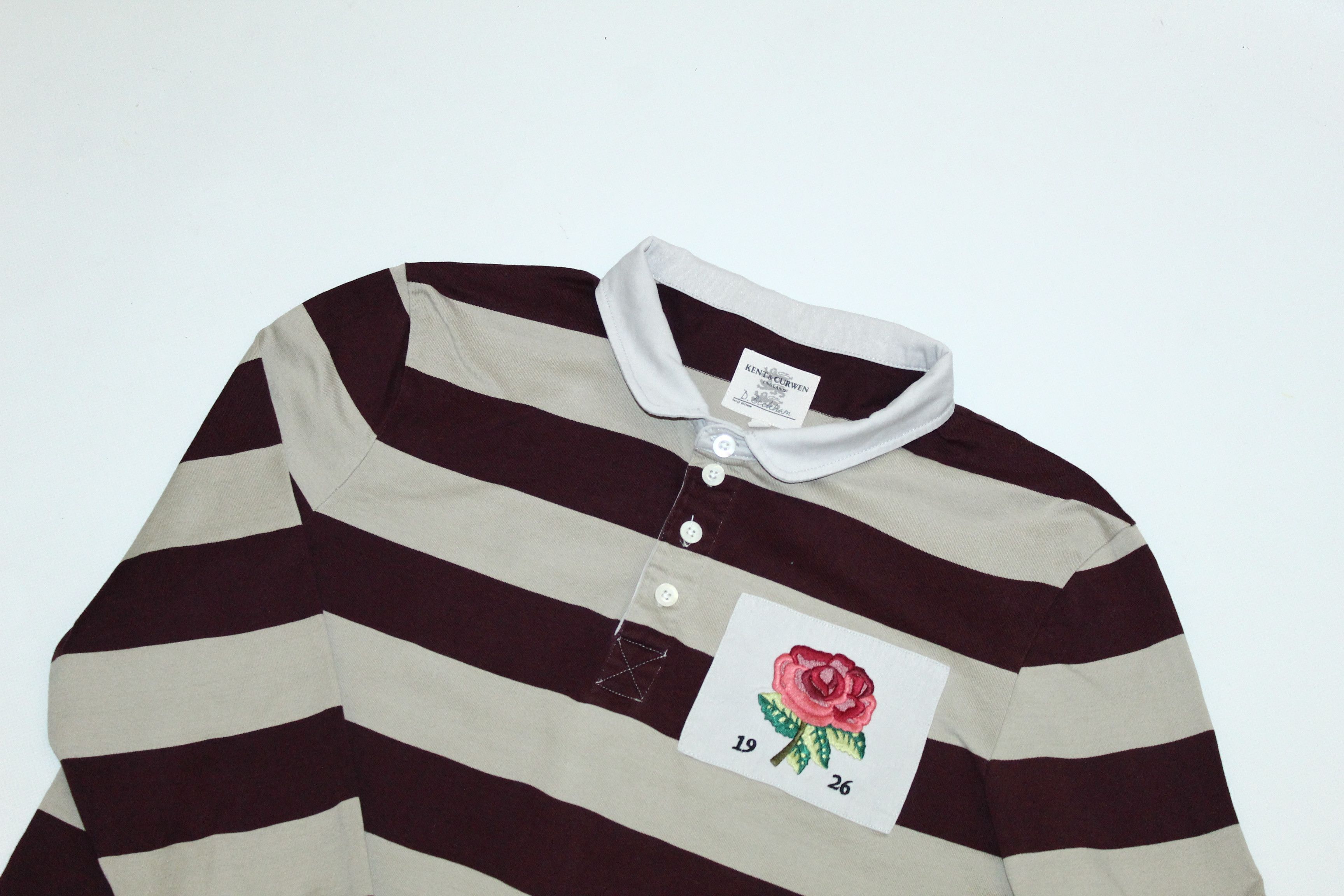 David Beckham × Kent & Curwen Kent & Curwen x David Beckham Rose Logo Striped Rugby Shirt Size US M / EU 48-50 / 2 - 3 Thumbnail