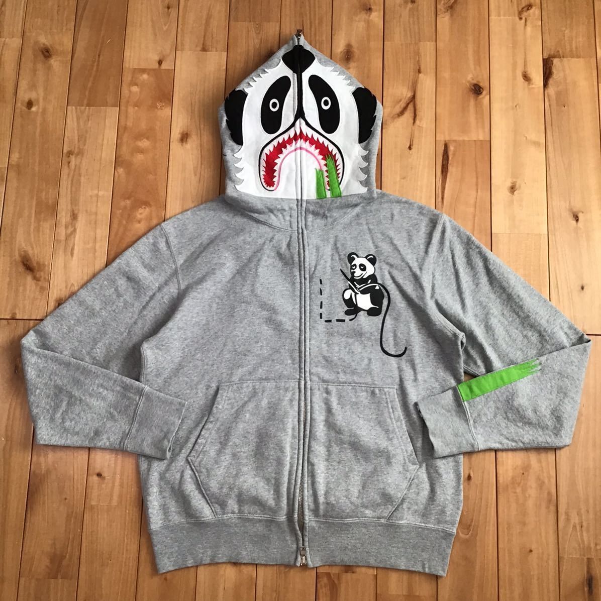 image of Bape Panda Full Zip Hoodie A Bathing Ape Nigo in Grey, Men's (Size Small)