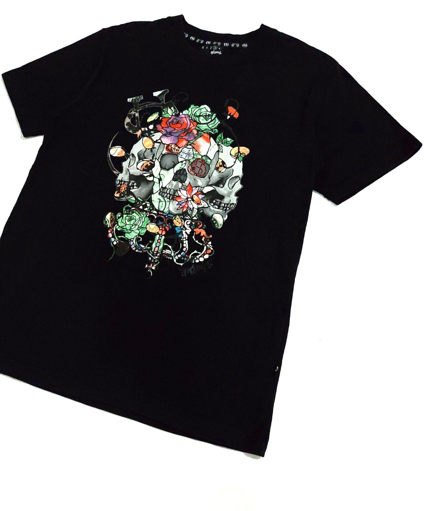 Japanese Brand RARE! GLAMB SKULLS GLITTER BIG PRINT GRAPHIC TEE Size US M / EU 48-50 / 2 - 3 Thumbnail