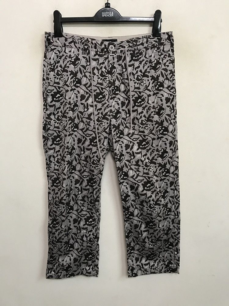 HARE HARE Floral Flower Drawstring Cropped Trouser Pant Size US 32 / EU 48 - 1 Thumbnail