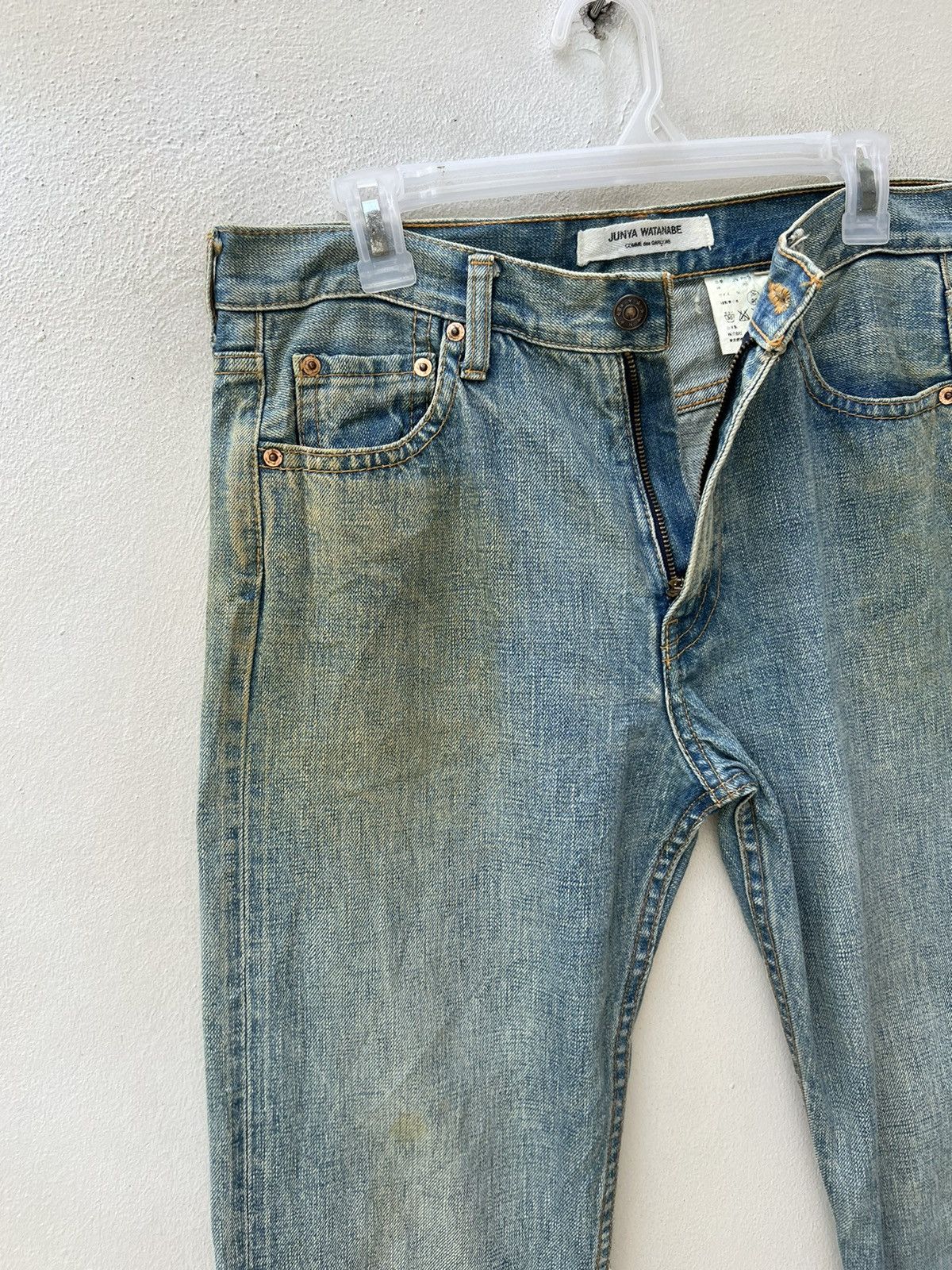 Comme des Garcons Vintage 2004 Junya Watanabe CDG Selvedge Denim Mudded Jeans Size US 31 - 9 Thumbnail
