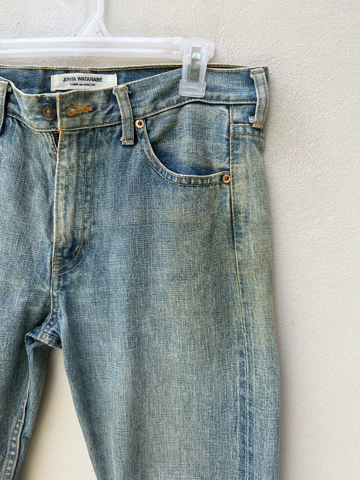 Comme des Garcons Vintage 2004 Junya Watanabe CDG Selvedge Denim Mudded Jeans Size US 31 - 12 Thumbnail