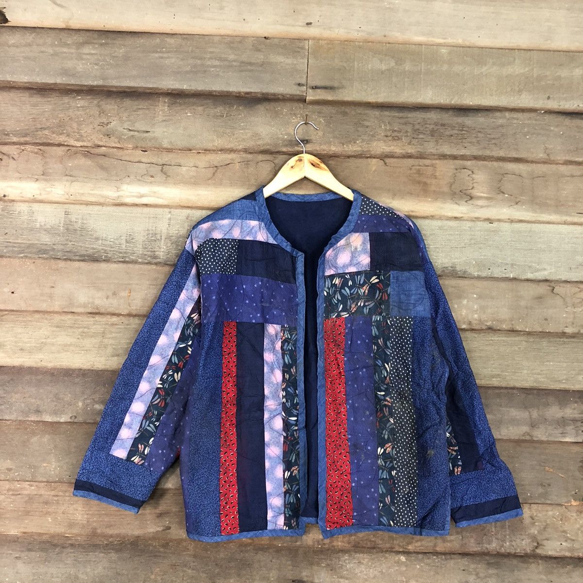 Japanese Brand Vintage Japan Patchwork Blue cardigan streetwear #3177 Size US L / EU 52-54 / 3 - 3 Thumbnail