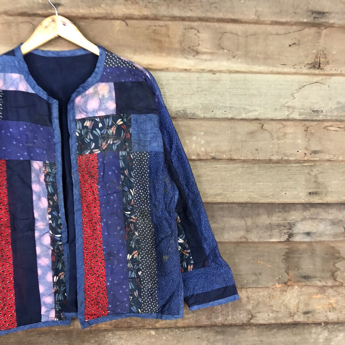 Japanese Brand Vintage Japan Patchwork Blue cardigan streetwear #3177 Size US L / EU 52-54 / 3 - 5 Thumbnail