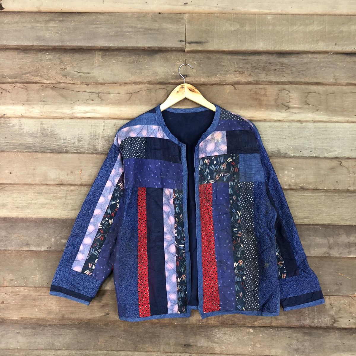 Japanese Brand Vintage Japan Patchwork Blue cardigan streetwear #3177 Size US L / EU 52-54 / 3 - 1 Thumbnail