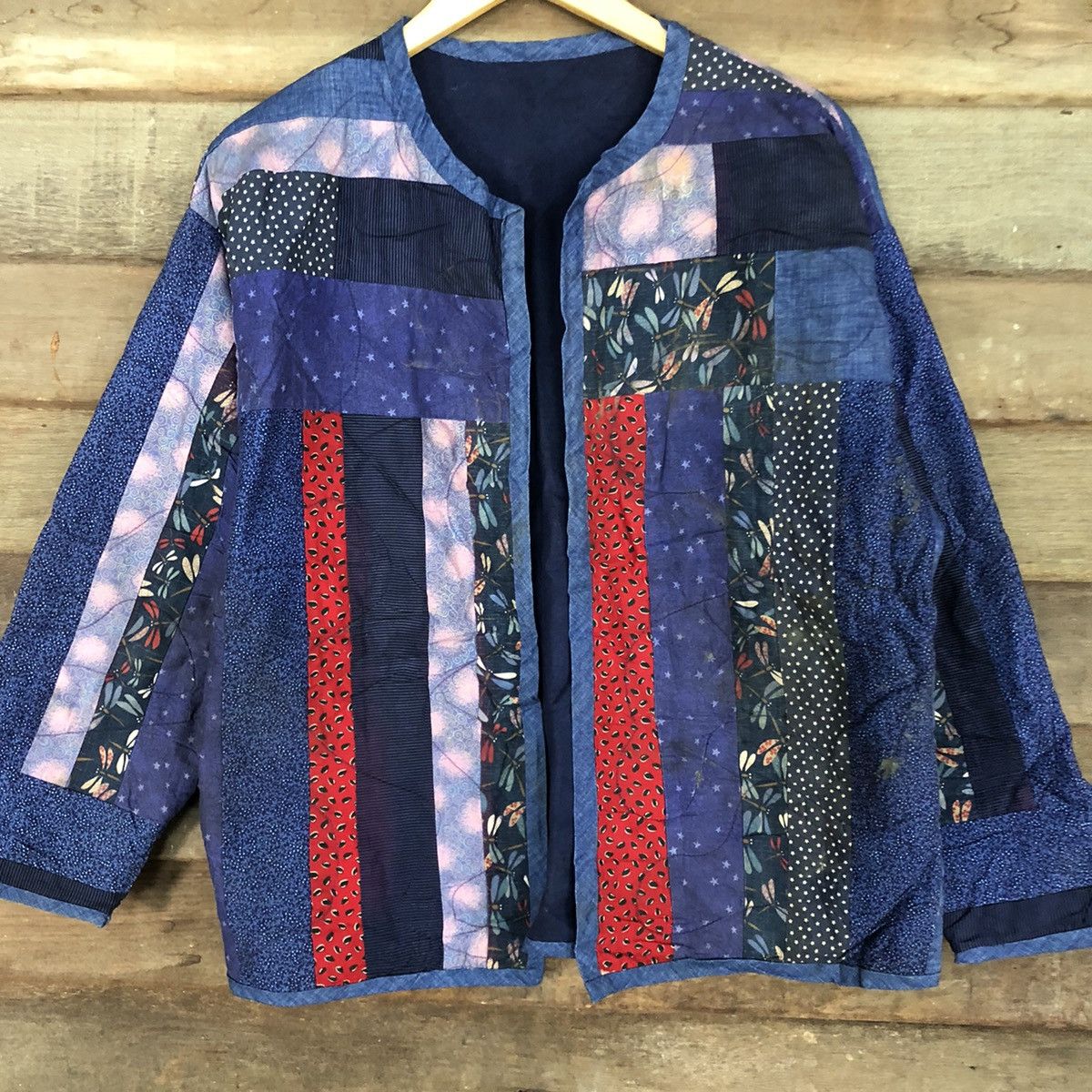 Japanese Brand Vintage Japan Patchwork Blue cardigan streetwear #3177 Size US L / EU 52-54 / 3 - 8 Thumbnail