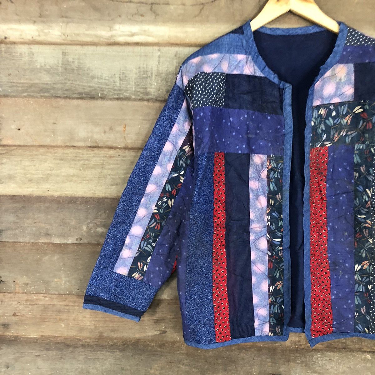Japanese Brand Vintage Japan Patchwork Blue cardigan streetwear #3177 Size US L / EU 52-54 / 3 - 7 Thumbnail