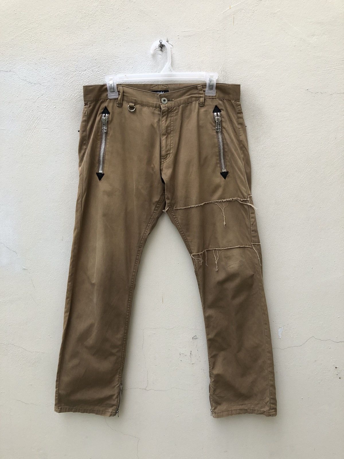 Vintage UNTOLD Japan Distressed Rips Khaki Cropped Trouser Pant Size US 31 - 6 Thumbnail