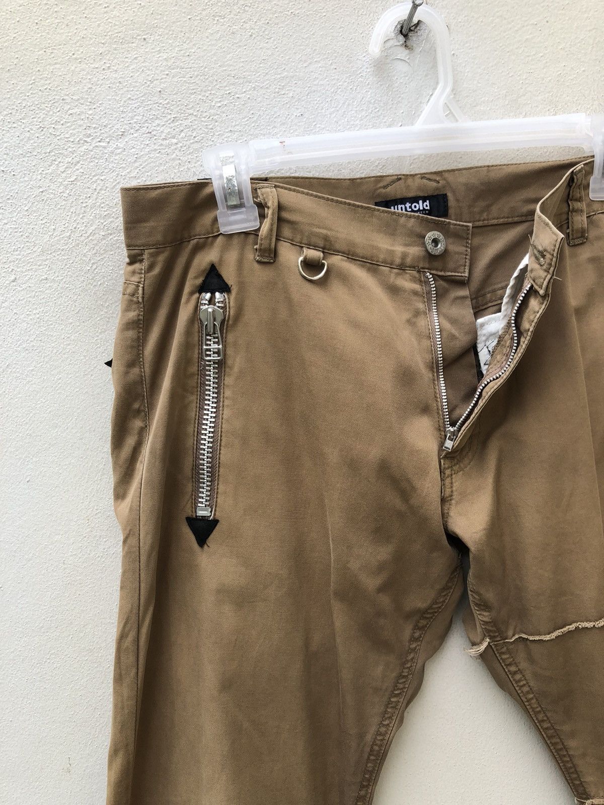 Vintage UNTOLD Japan Distressed Rips Khaki Cropped Trouser Pant Size US 31 - 8 Thumbnail