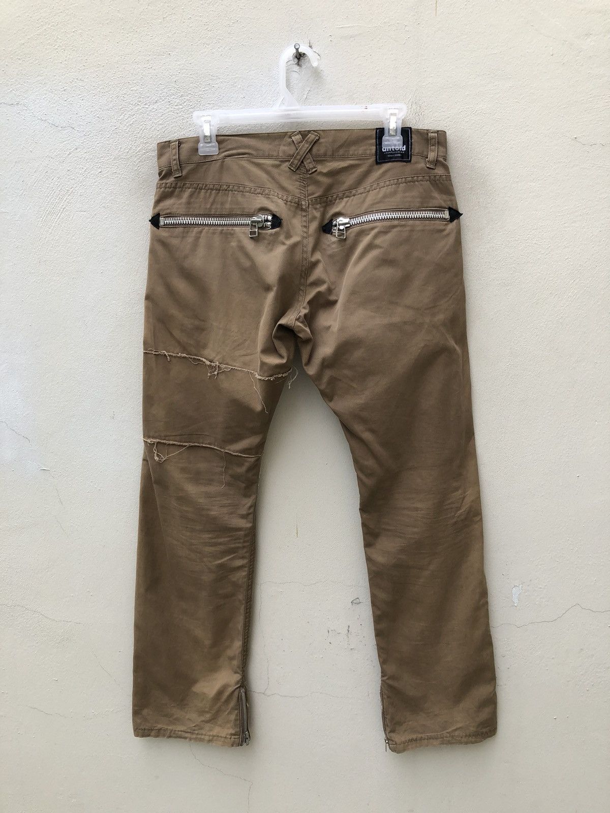 Vintage UNTOLD Japan Distressed Rips Khaki Cropped Trouser Pant Size US 31 - 15 Thumbnail