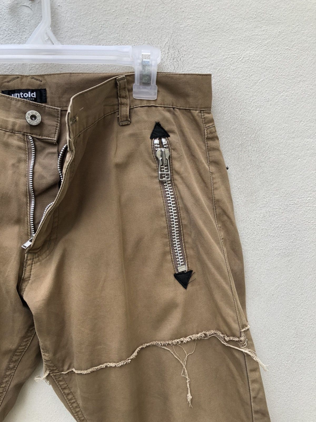 Vintage UNTOLD Japan Distressed Rips Khaki Cropped Trouser Pant Size US 31 - 12 Thumbnail