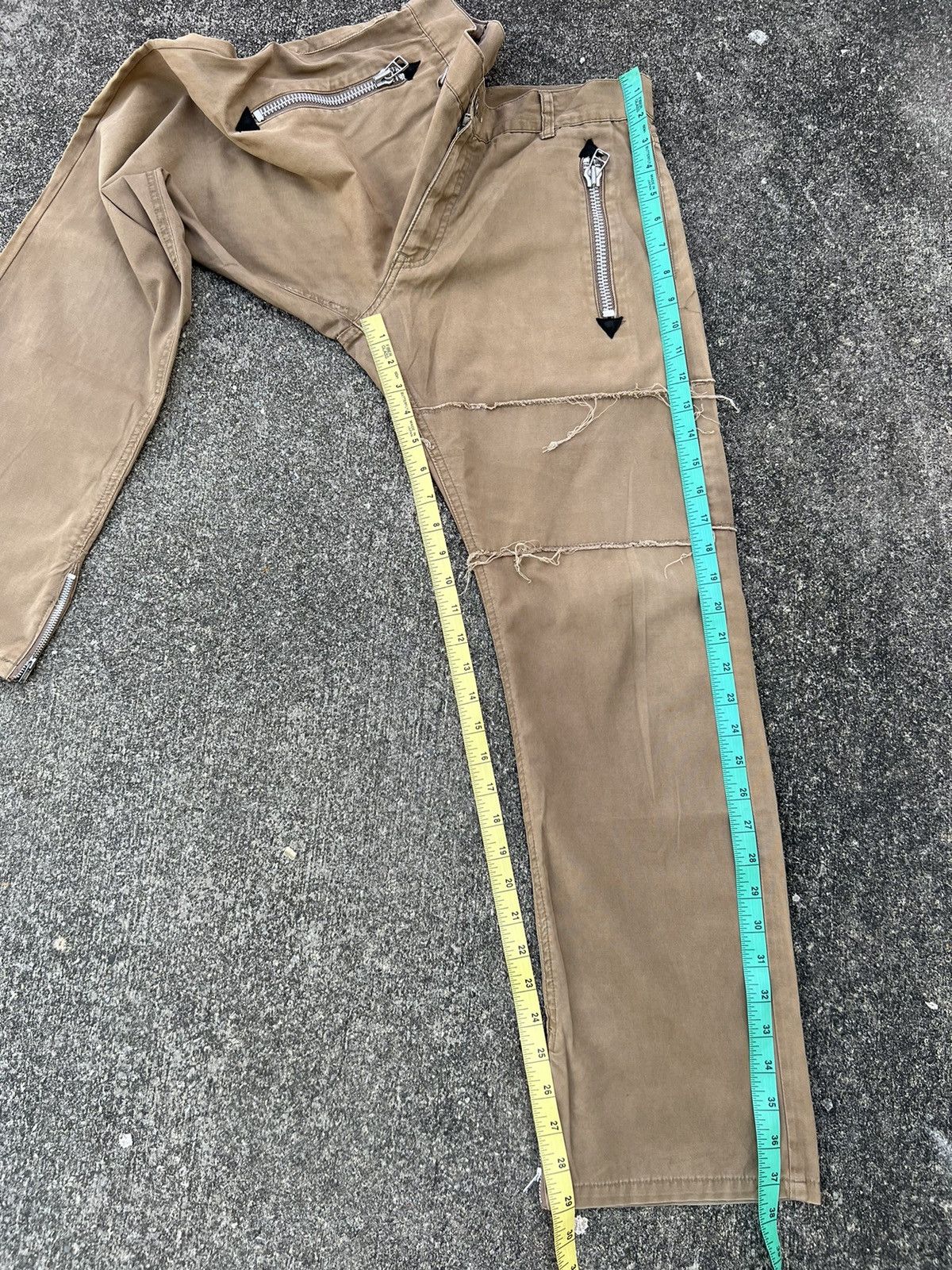 Vintage UNTOLD Japan Distressed Rips Khaki Cropped Trouser Pant Size US 31 - 4 Thumbnail
