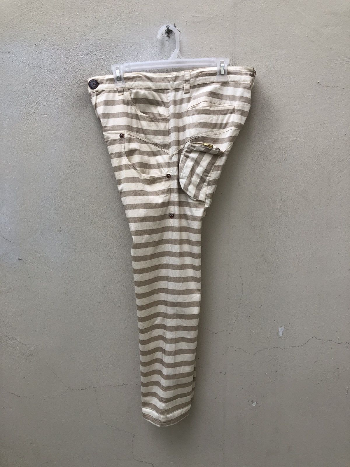 Vintage The Candy Japan Border Striped Cropped Pant Drop Crotch Size US 31 - 19 Thumbnail