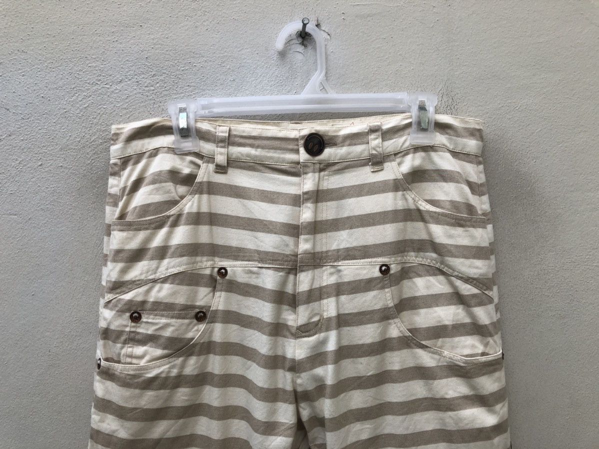 Vintage The Candy Japan Border Striped Cropped Pant Drop Crotch Size US 31 - 7 Thumbnail