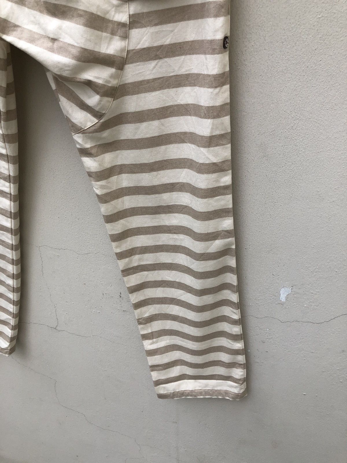 Vintage The Candy Japan Border Striped Cropped Pant Drop Crotch Size US 31 - 18 Thumbnail