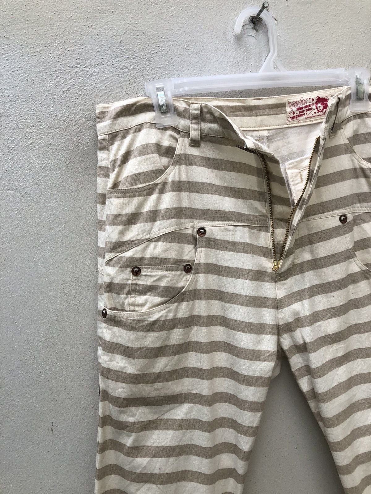 Vintage The Candy Japan Border Striped Cropped Pant Drop Crotch Size US 31 - 9 Thumbnail