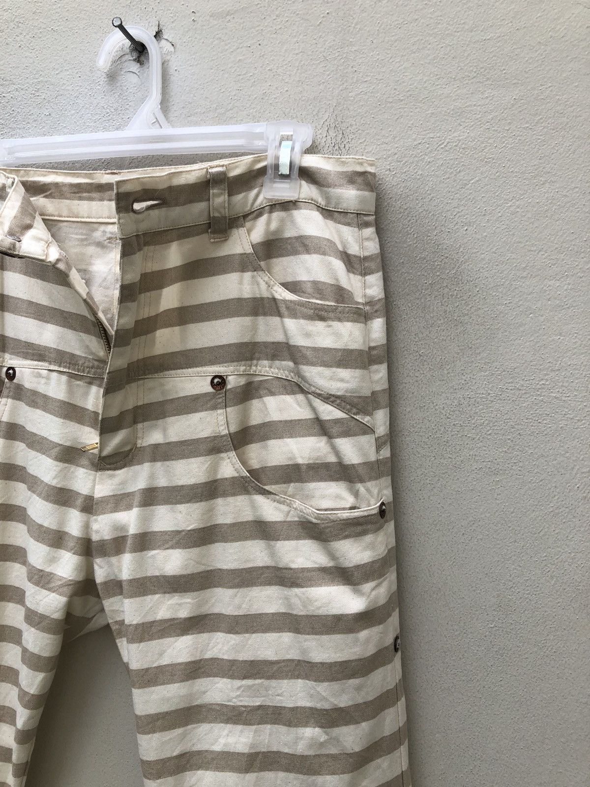 Vintage The Candy Japan Border Striped Cropped Pant Drop Crotch Size US 31 - 11 Thumbnail