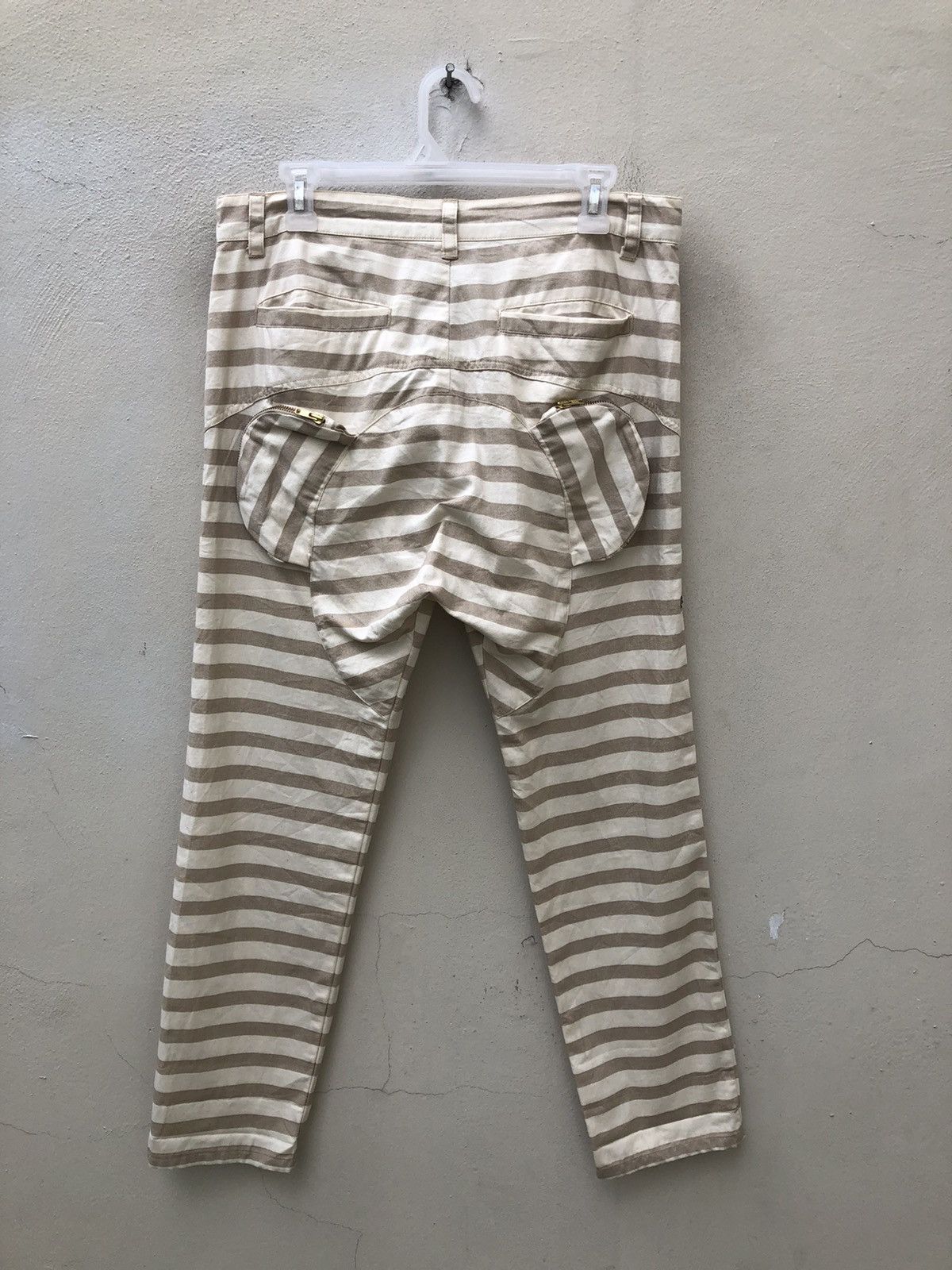 Vintage The Candy Japan Border Striped Cropped Pant Drop Crotch Size US 31 - 13 Thumbnail