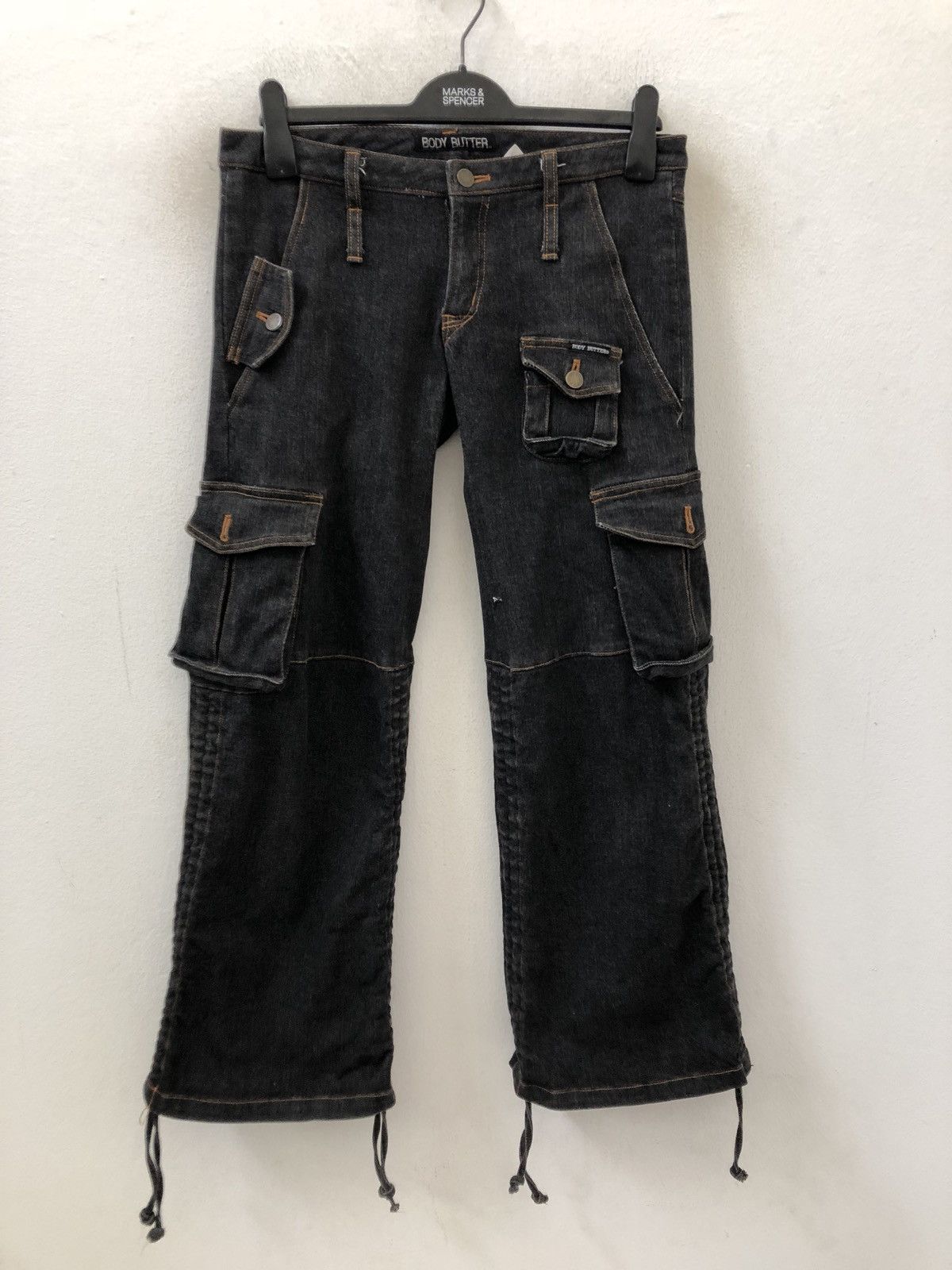 Vintage Body Butter Japan Wide Leg Denim Cargo Cropped Size US 29 - 6 Thumbnail