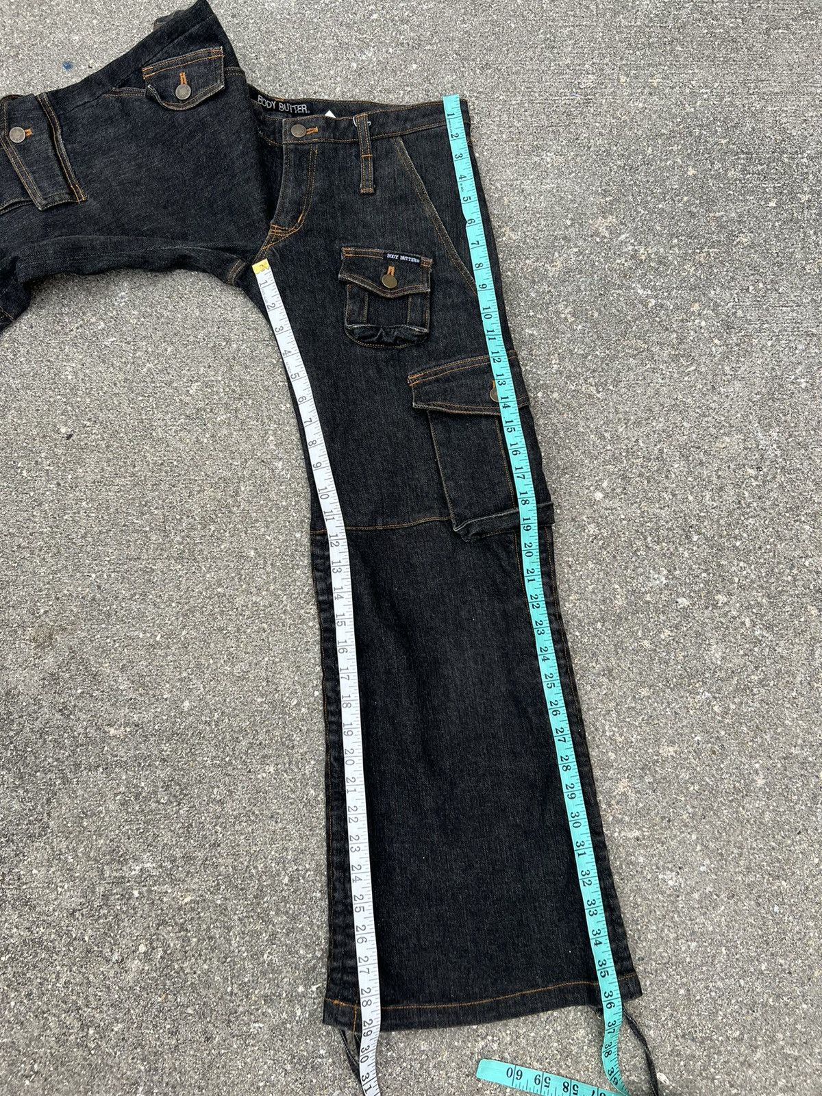 Vintage Body Butter Japan Wide Leg Denim Cargo Cropped Size US 29 - 4 Thumbnail
