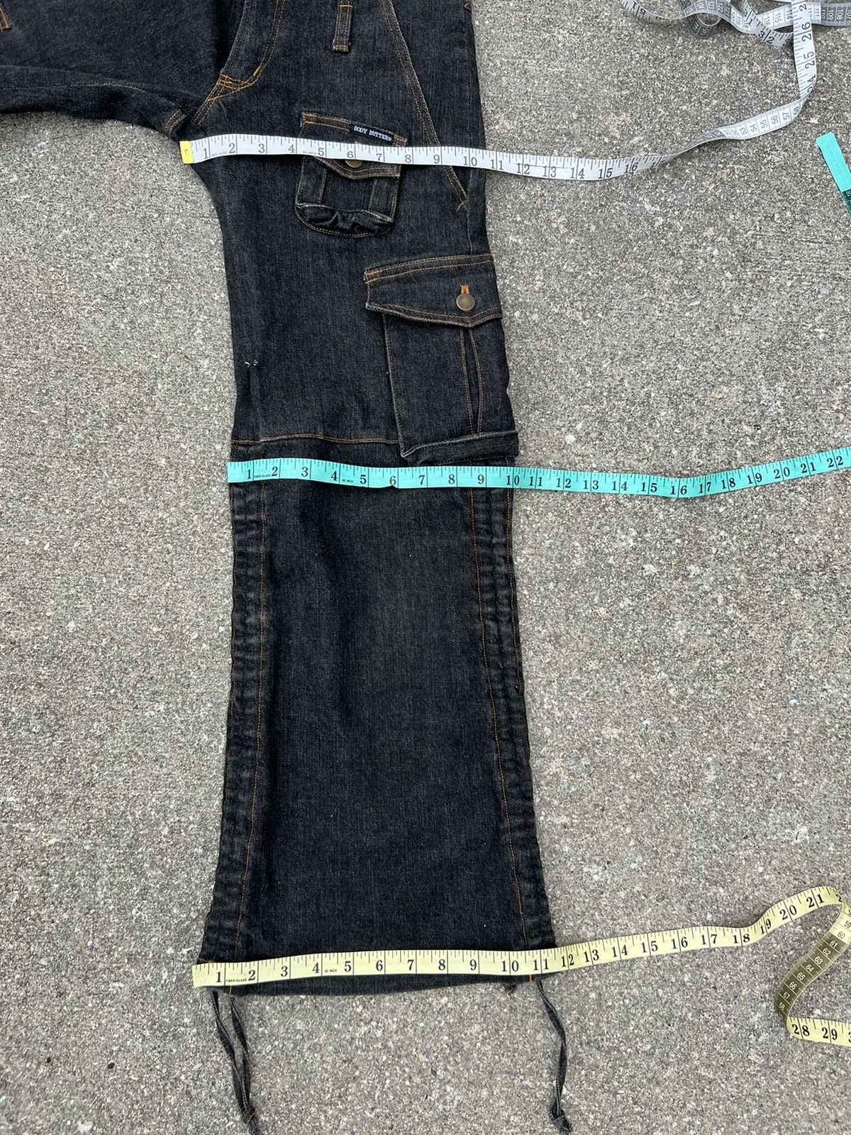 Vintage Body Butter Japan Wide Leg Denim Cargo Cropped Size US 29 - 3 Thumbnail