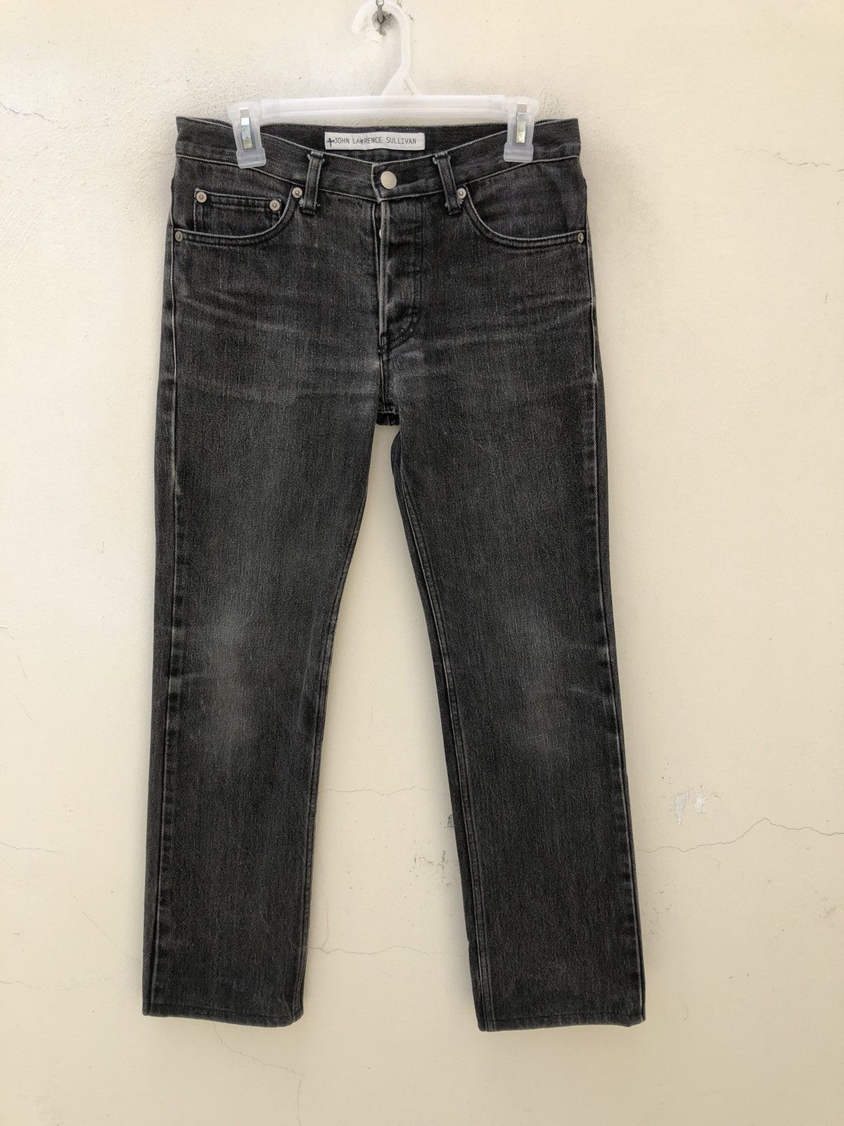 image of John Lawrence Sullivan Japan Fade Black Cropped Denim Jeans, Men's (Size 30)