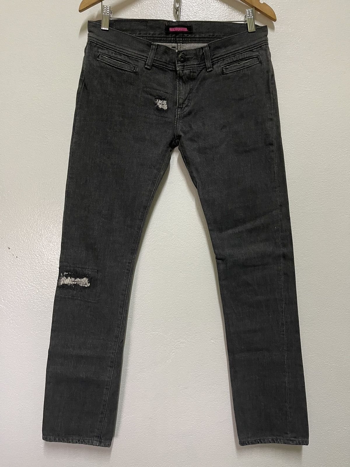 image of Distressed Denim x Hiroshi Fujiwara Neighborhood Denim Savage H2 Narrow Salvage Japan in Black, Wom