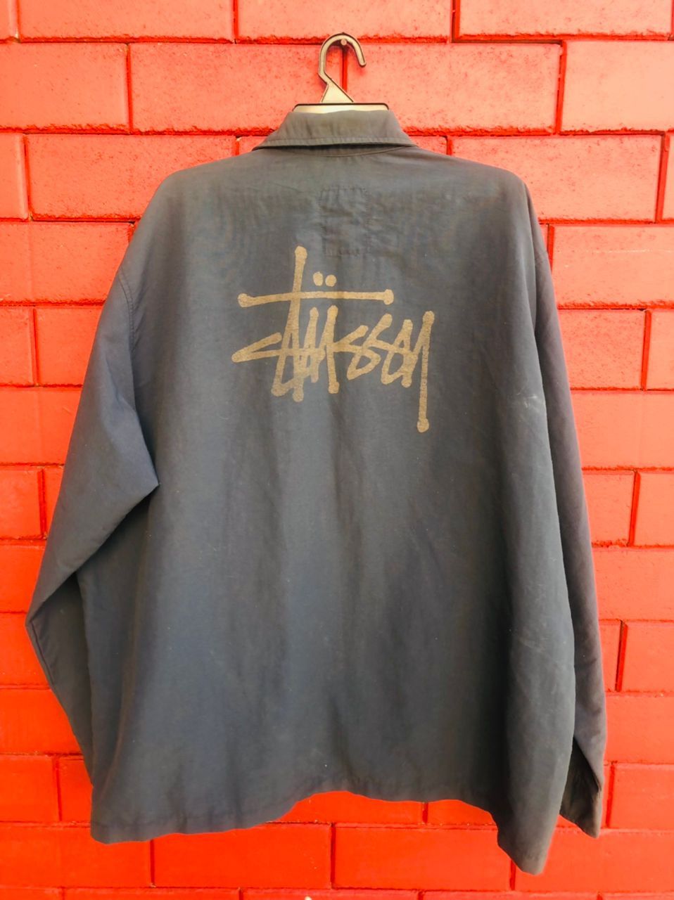 Vintage Stussy white and blacl Leather Belt One Size Spiked