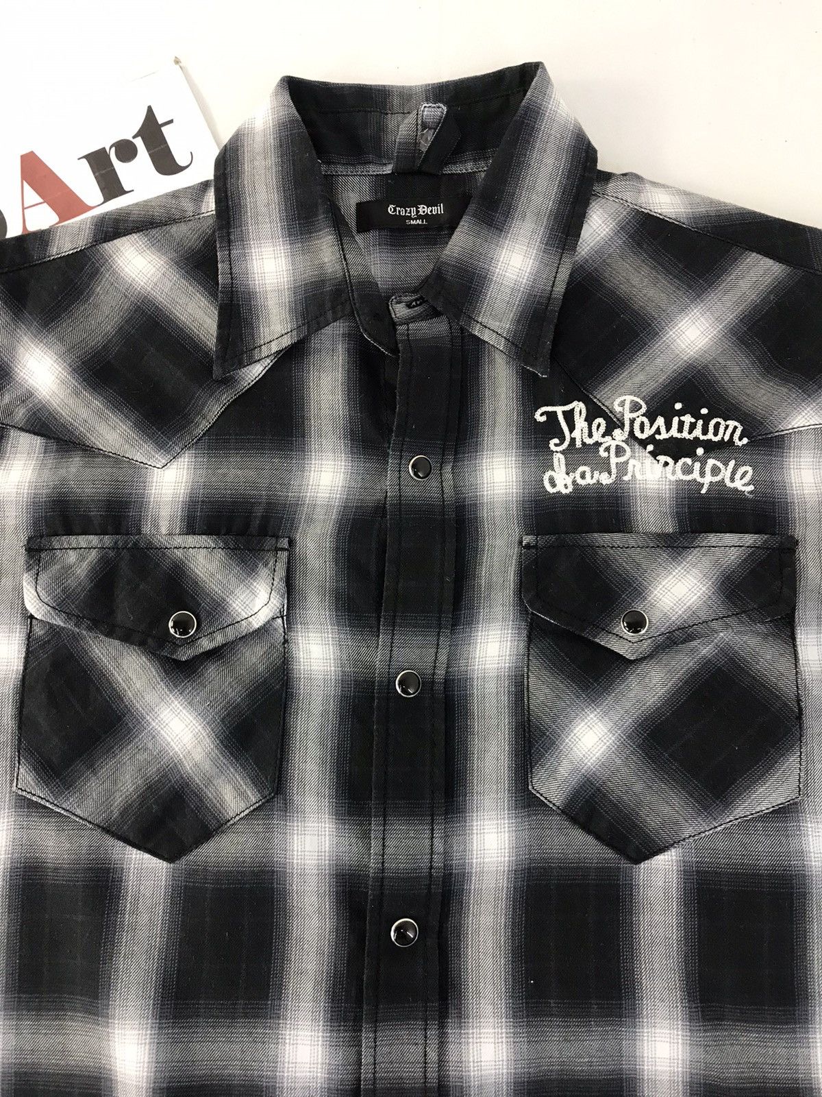 Japanese Brand Vintage Flannel Crazy Devil Design Plaid Snap Button Size US M / EU 48-50 / 2 - 5 Thumbnail