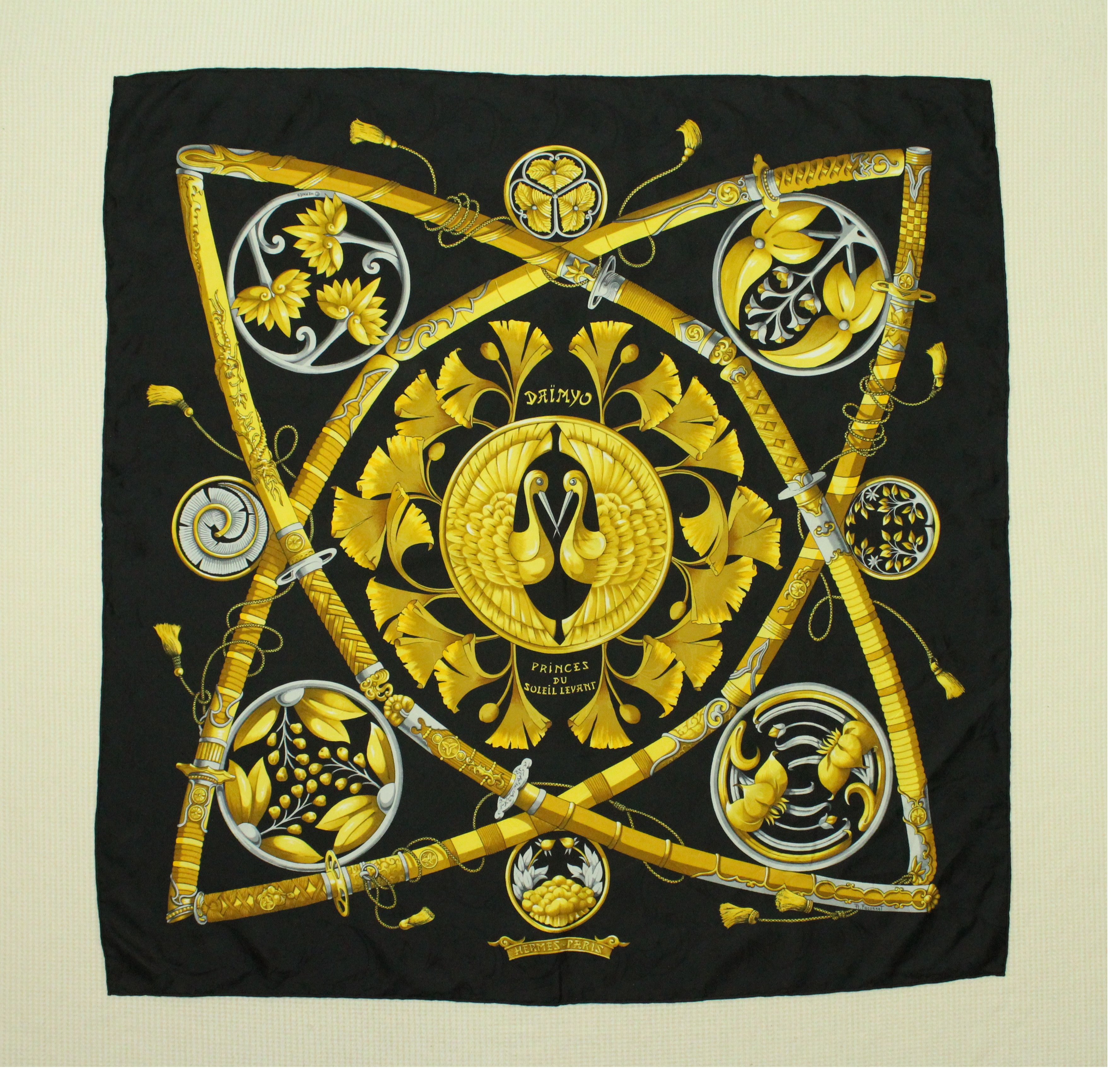 Hermes HERMES SCARF SILK DAIMYO Vintage 90s 34.5" x 34.5" Size ONE SIZE - 1 Thumbnail
