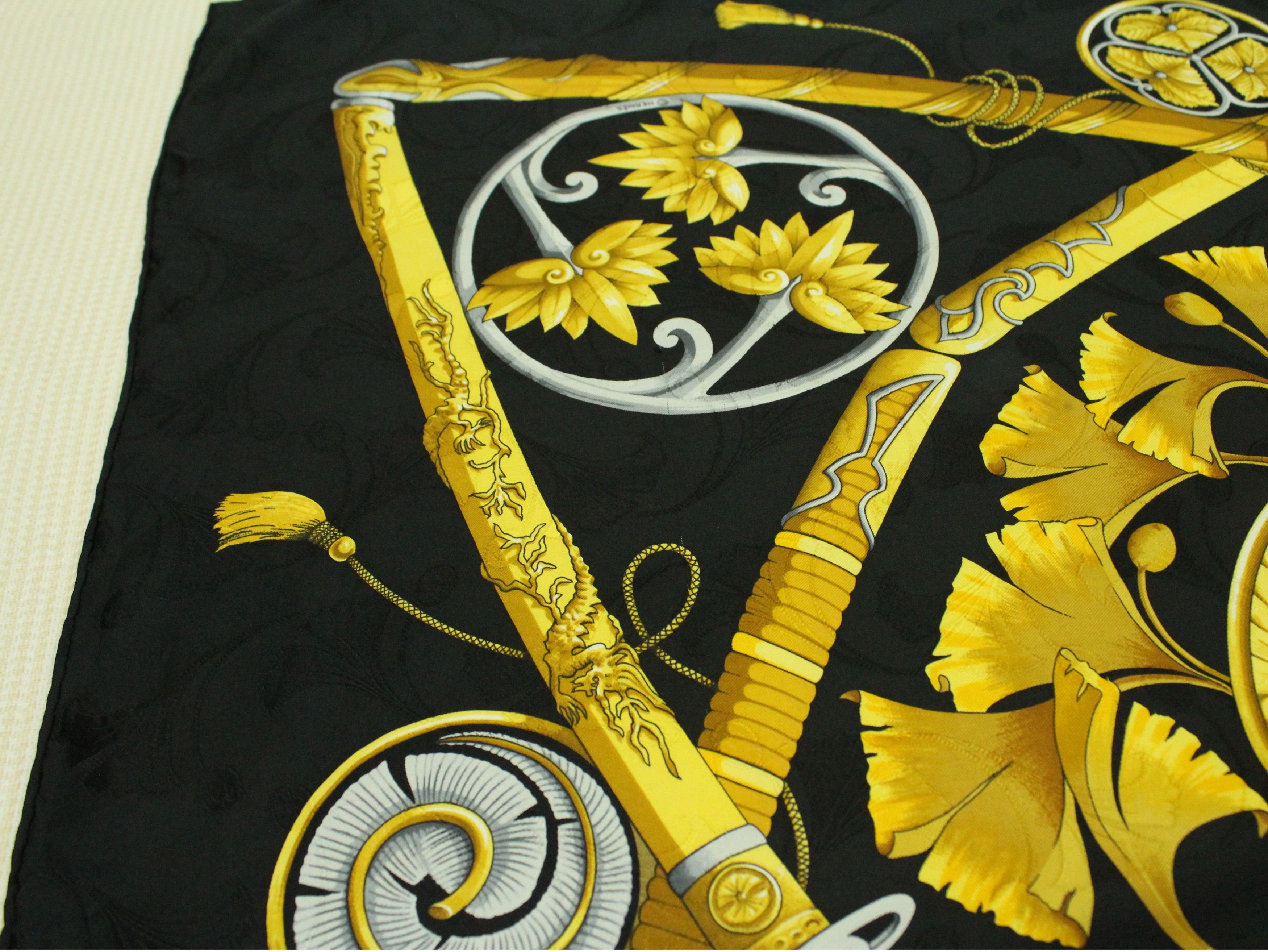 Hermes HERMES SCARF SILK DAIMYO Vintage 90s 34.5" x 34.5" Size ONE SIZE - 2 Thumbnail