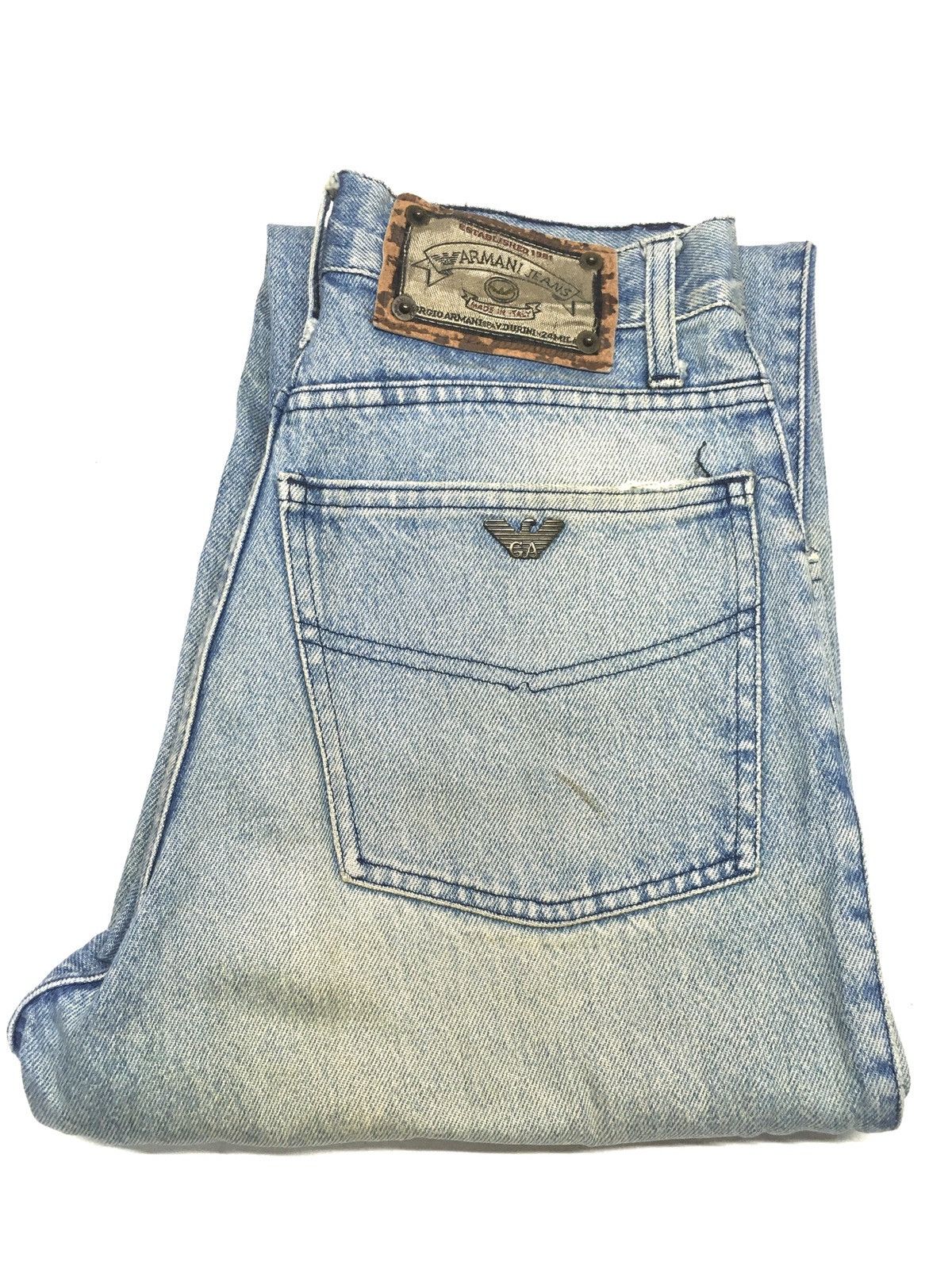 Armani × Vintage Vintage Armani jeans distressed denim italy Size US 27 - 1 Thumbnail