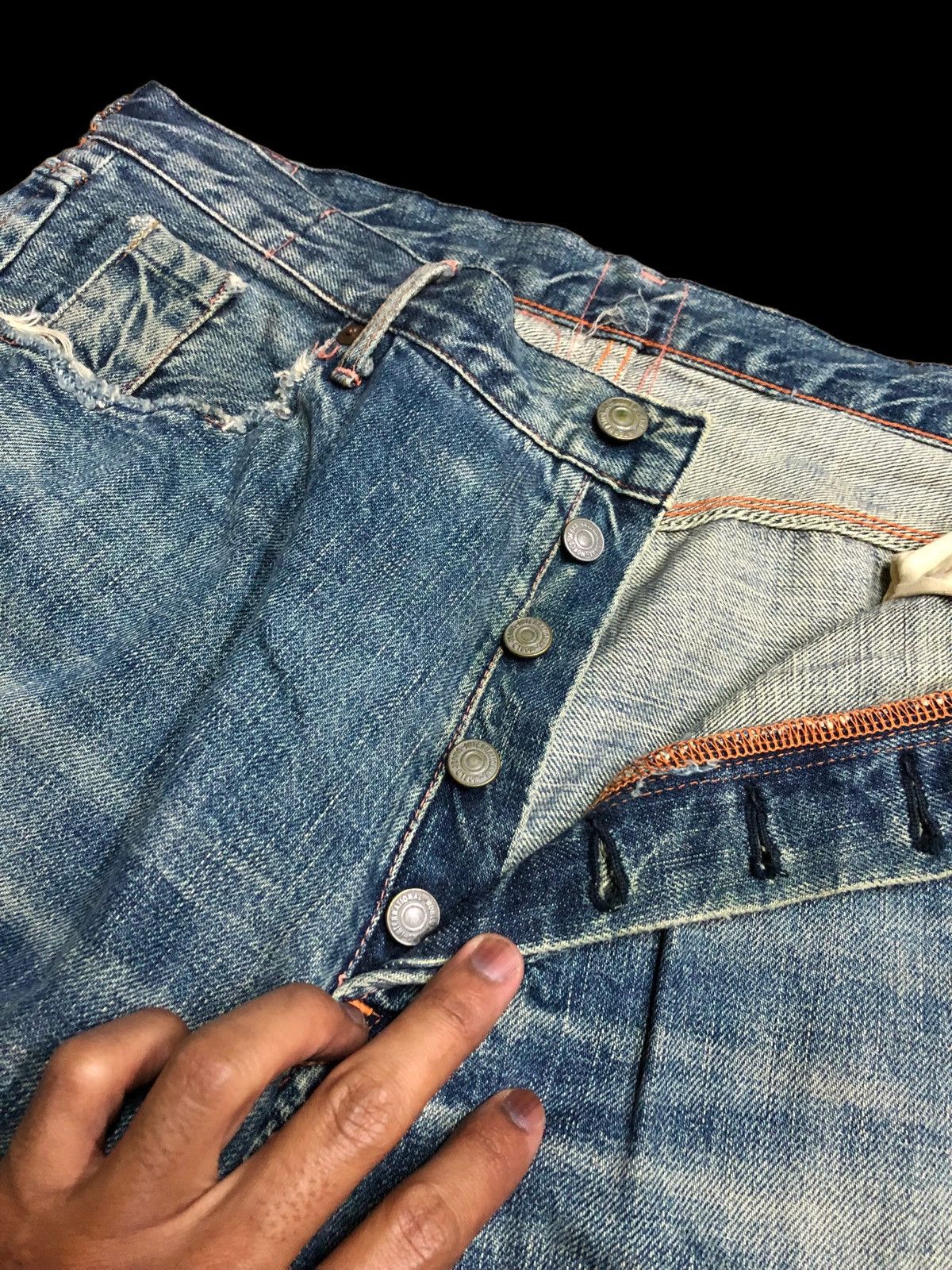 KATO SELVEDGE DAMAGED DENIM BY KATO JAPAN Size US 32 / EU 48 - 14 Thumbnail