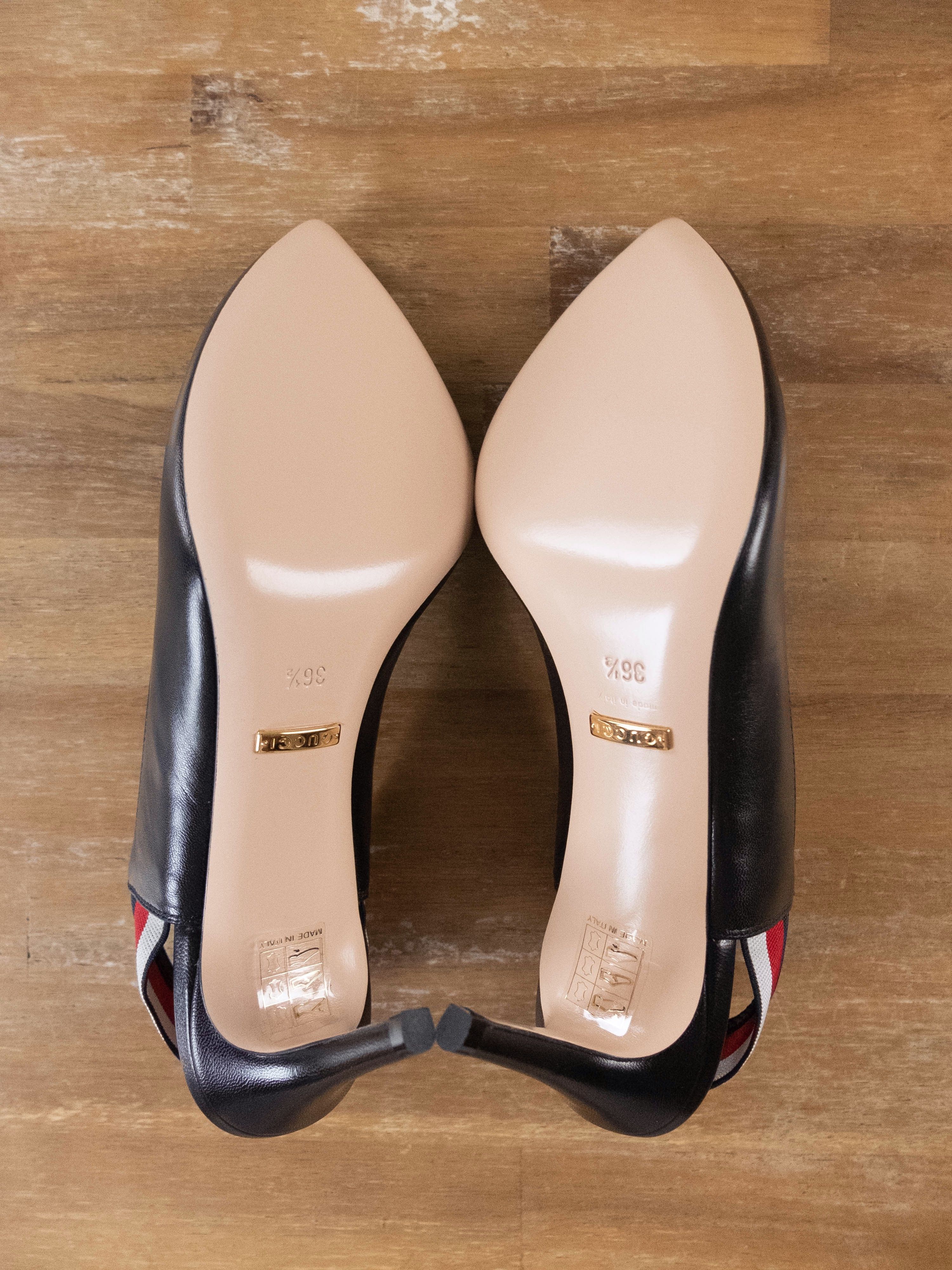 Gucci GUCCI Sylvie black leather slingback pumps sandals 6.5 36.5 Size US 6.5 / IT 36.5 - 8 Thumbnail