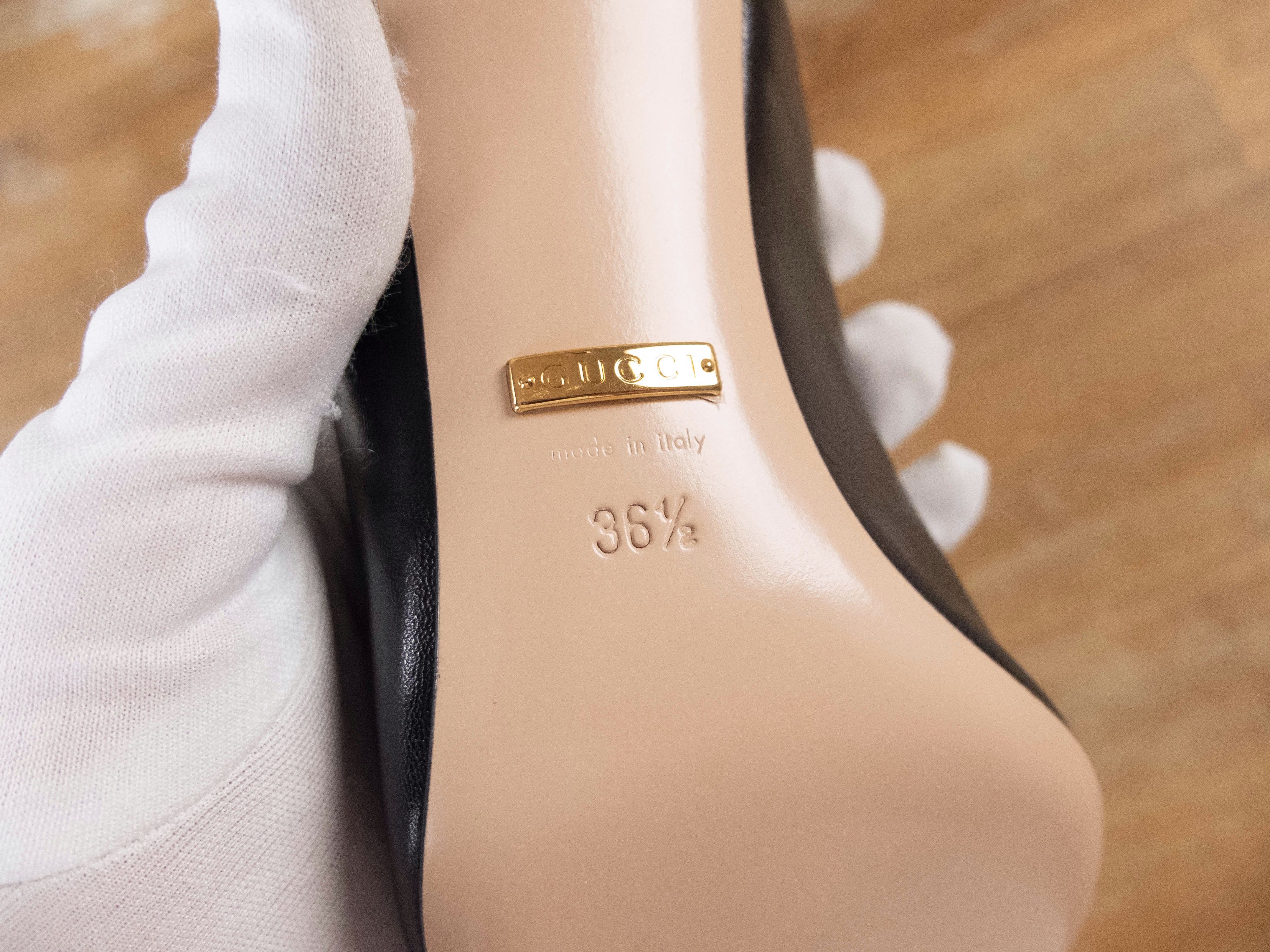 Gucci GUCCI Sylvie black leather slingback pumps sandals 6.5 36.5 Size US 6.5 / IT 36.5 - 9 Thumbnail