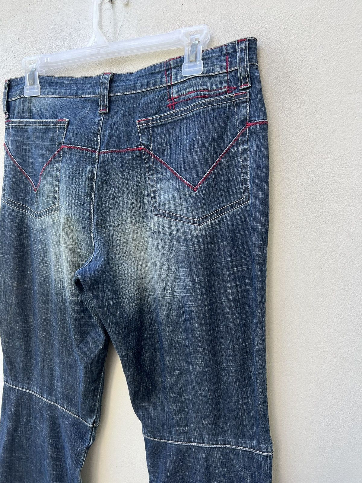 Marithe + Francois Girbaud Vintage MFG Patch Knee Fade Denim Stretch Flare Jeans Size US 31 - 16 Thumbnail