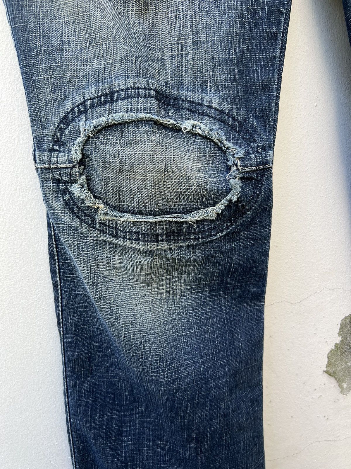 Marithe + Francois Girbaud Vintage MFG Patch Knee Fade Denim Stretch Flare Jeans Size US 31 - 9 Thumbnail